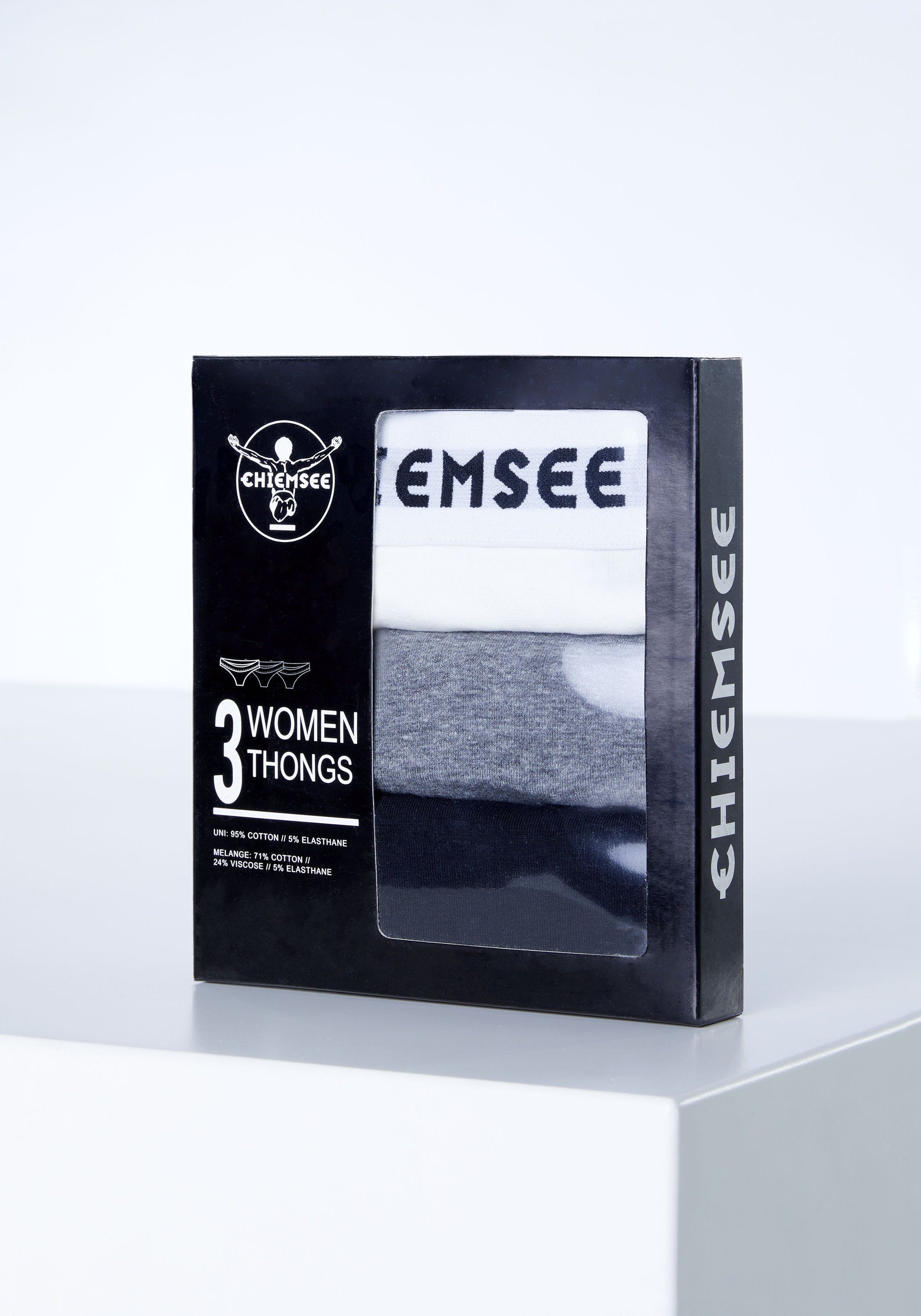 Chiemsee 3 Grey Label-Bund mit (3er-Pack, Black/Medium String 3-St) 3er-Pack String