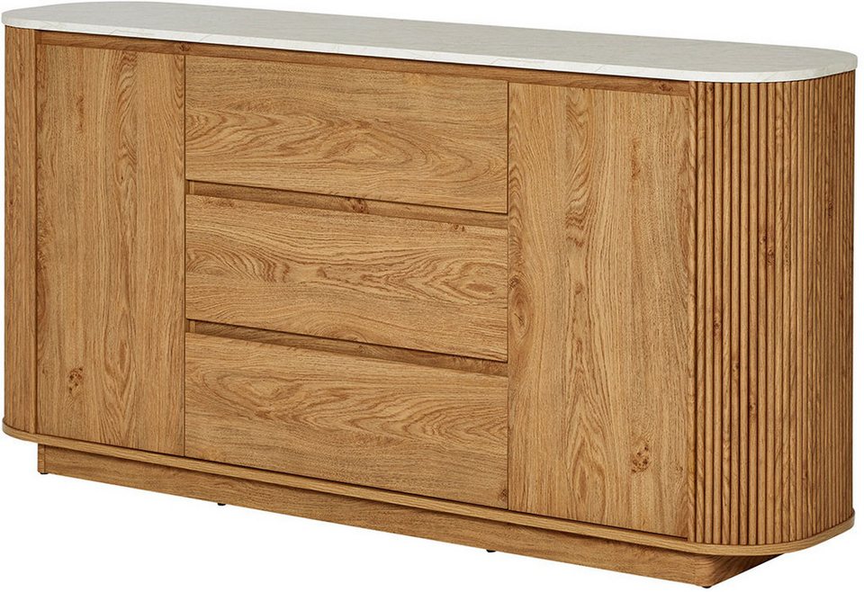 Jahnke Sideboard GROOVE SB 160 (1 St), Sideboard, abgerundet, Marmor-Look, Breite ca. 159,5 cm