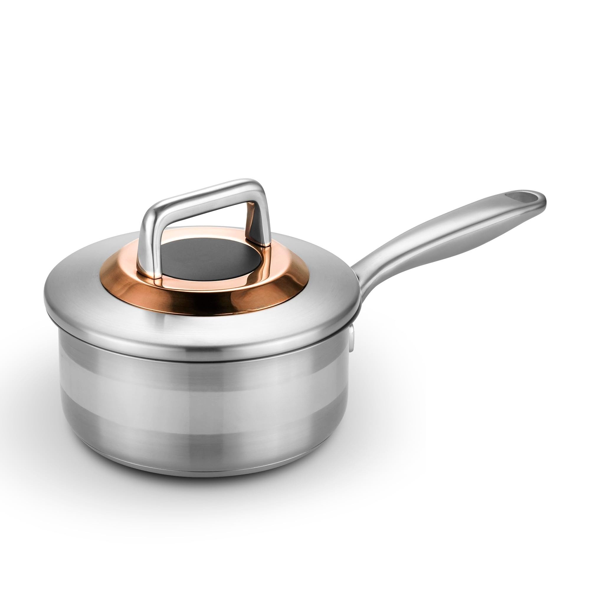 Bundviel Kochtopf Induktion Suppentopf 1,2L /2,7L /5L mit Deckel Hybrid, Edelstahl, PTFE Frei, Ofenfest bis 260 °C