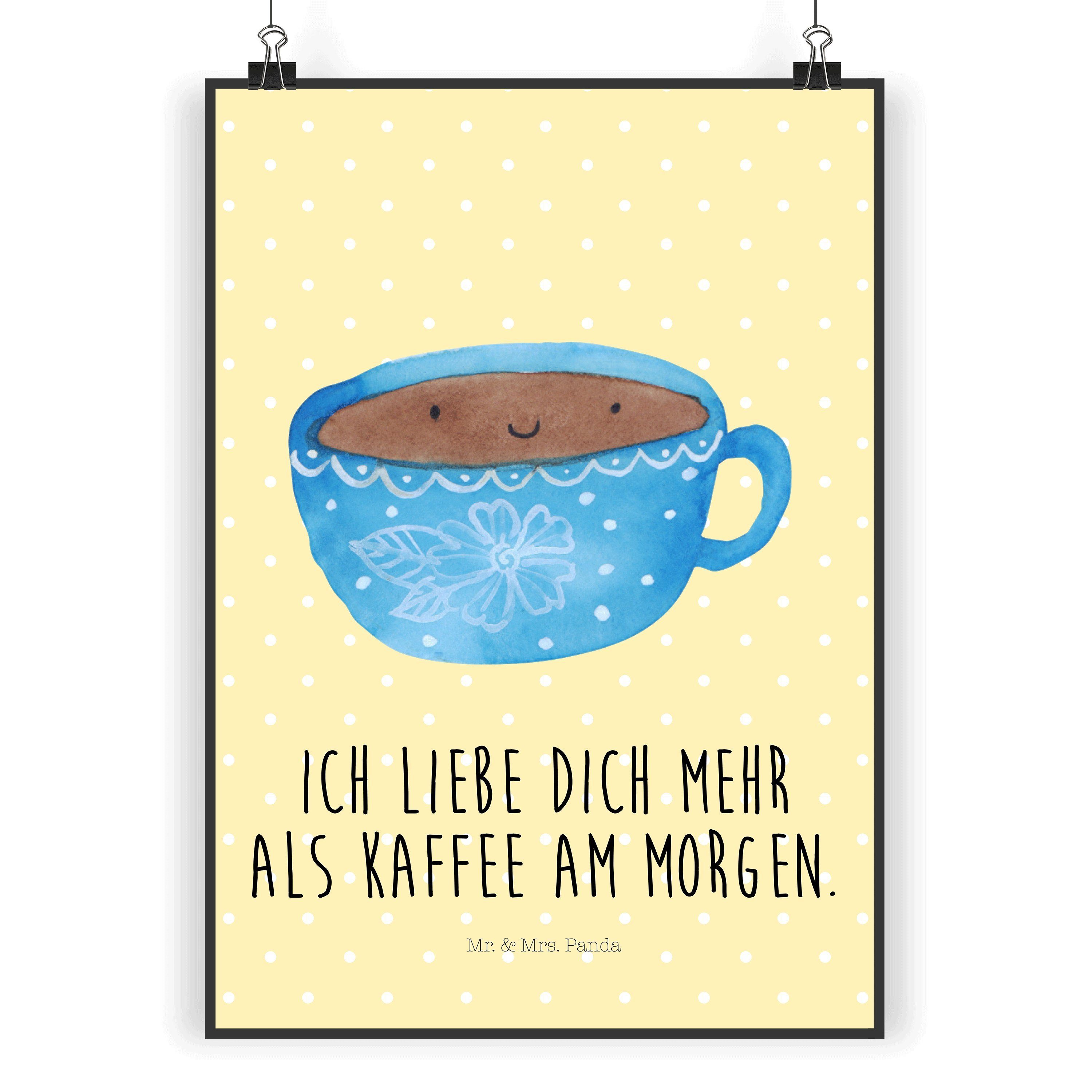 Mr. & Mrs. Panda Poster Kaffee Tasse DIN A5 Gelb Pastell Geschenk
