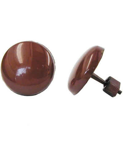 Gallay Paar Ohrstecker Ohrring 13mm schokoladenbraun Kunststoff Vollplastik flach gewölbt (1-tlg)