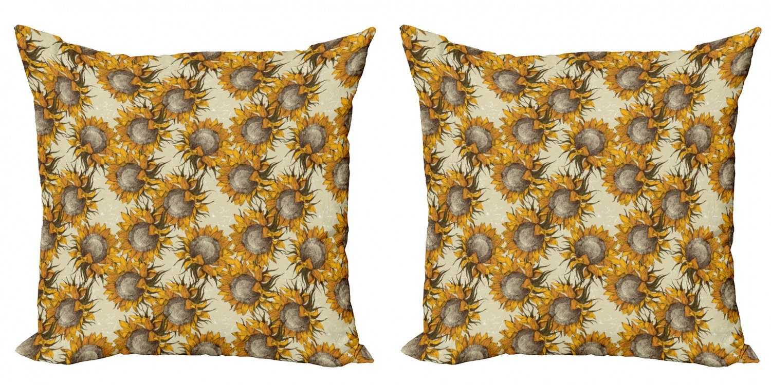 Abakuhaus Stück), Sonnenblume (2 Kissenbezüge Modern Ornament Vintage Accent Nature Digitaldruck, Doppelseitiger