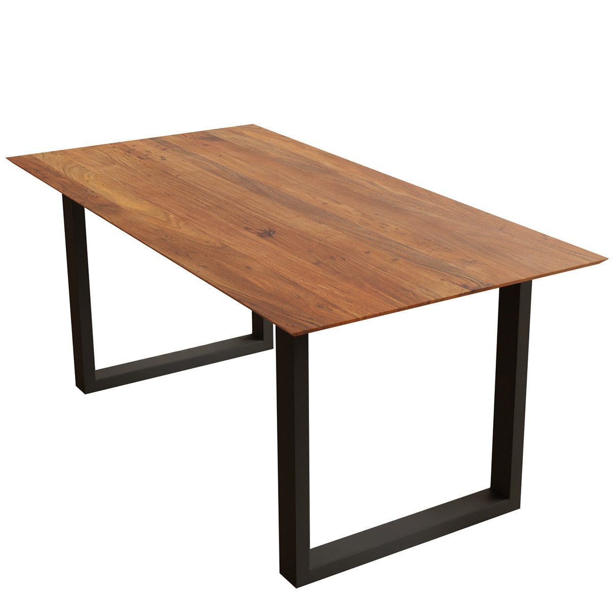 Liadomo Esstisch Luzern, Tischplatte mit Schweizer Kante aus Akazienholz massiv, Metallgestell