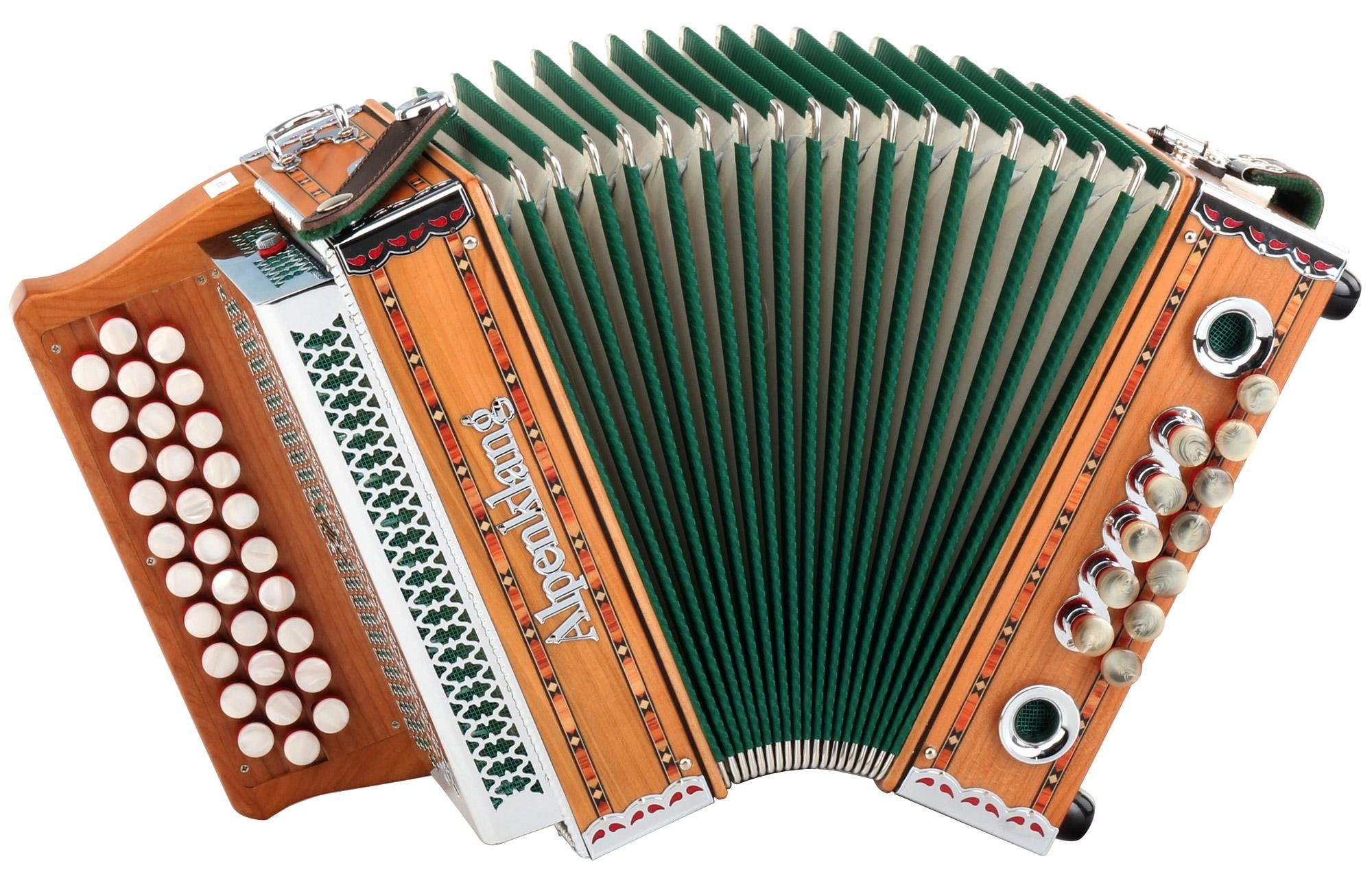 Knopf-Akkordeon "Mini" Massiv aus Kirschholz (B-Es-As Stimmung)