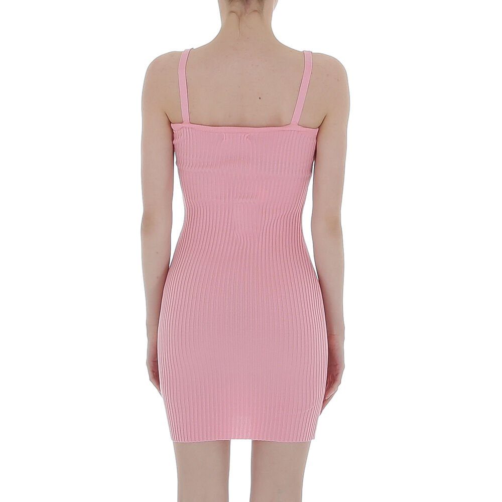 Ital-Design Strickkleid Damen Party & Clubwear Kette Stretch Strickoptik Minikleid in Rosa
