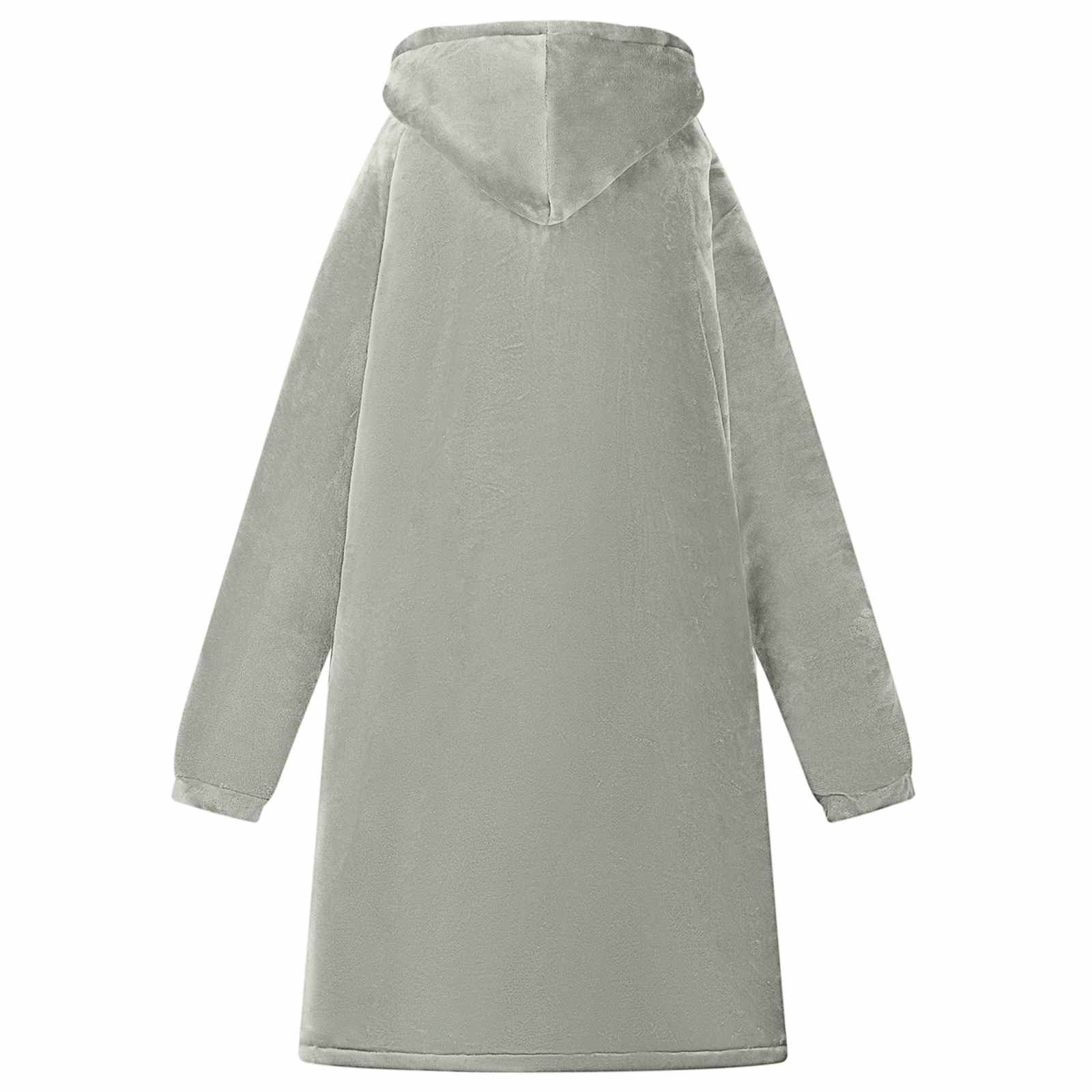 vidaXL Unisex-Bademantel Decken-Hoodie Grau M Fleece und Flanell, Vlies