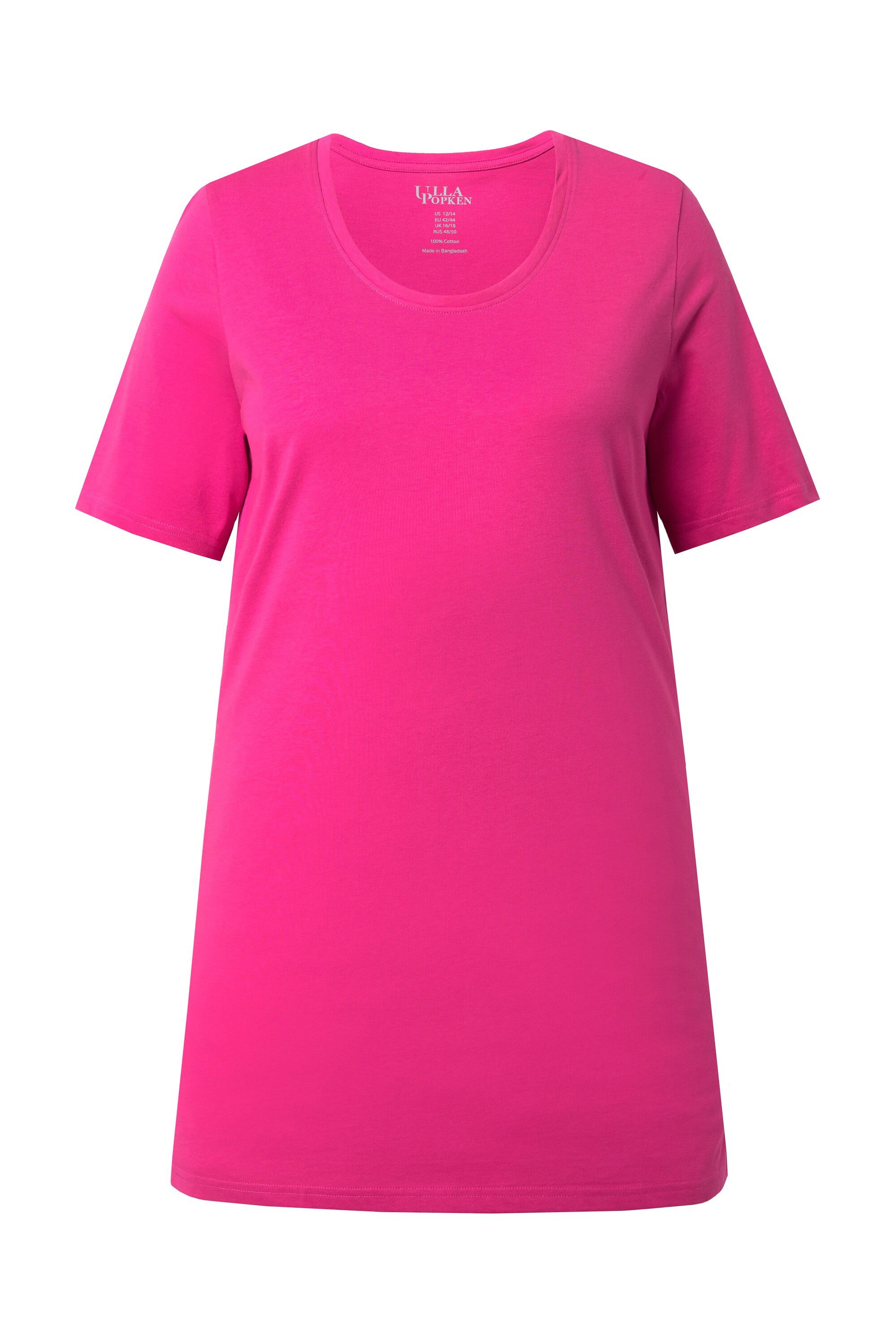 Ulla Popken Longshirt Longshirt A-Linie Rundhalsausschnitt Halbarm günstig online kaufen