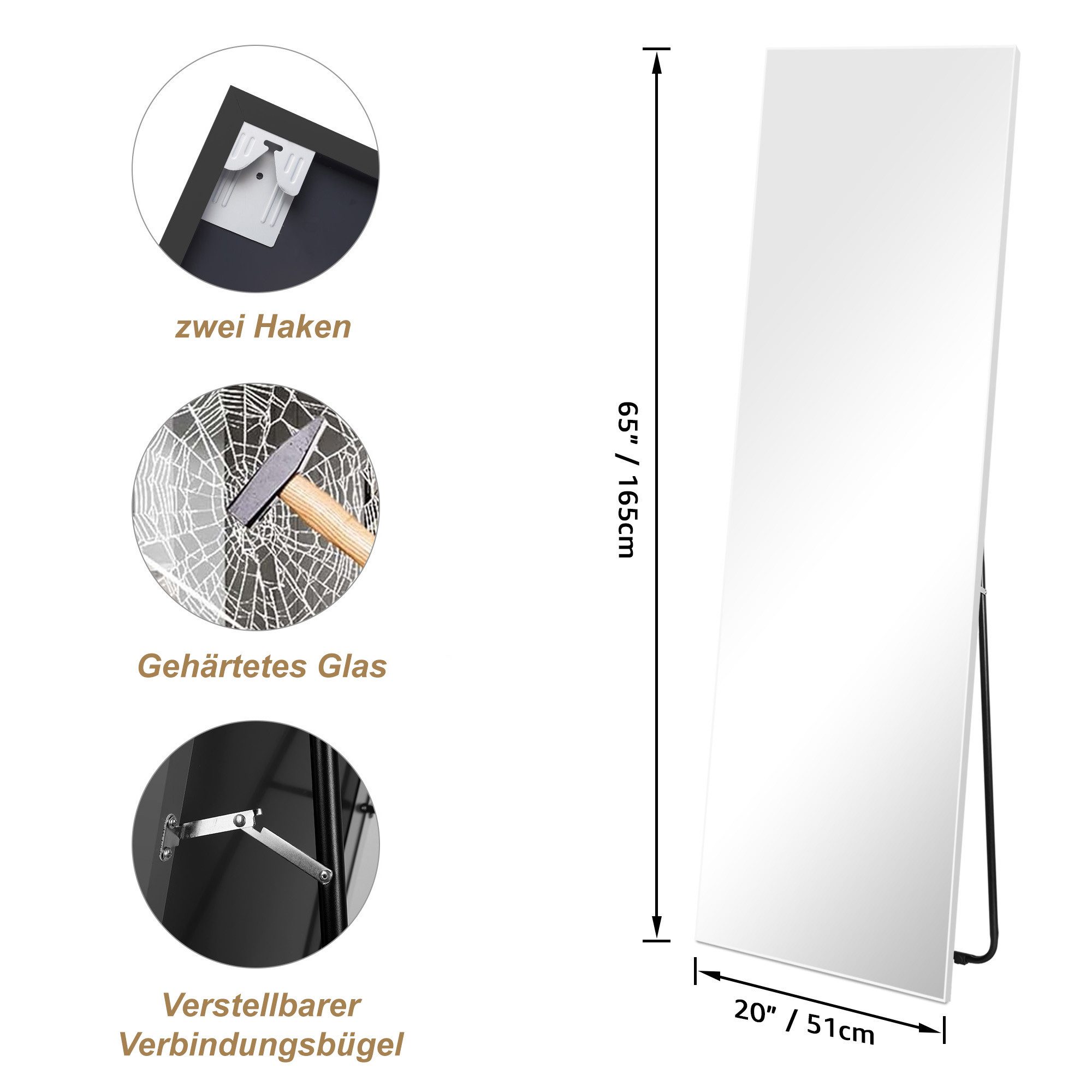 HORLIMER Standspiegel mit weißem PVC-Rahmen und günstig online kaufen