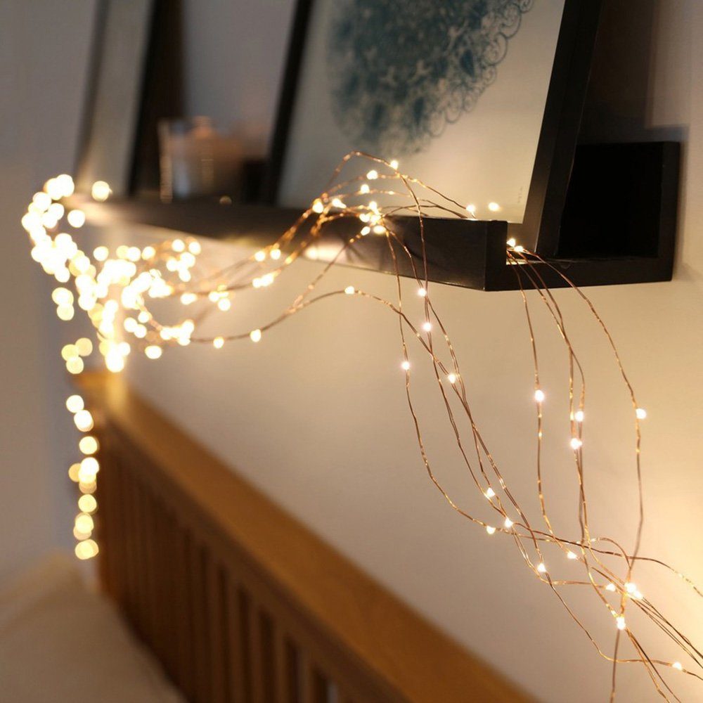 Meter, Kupferdraht, für 10 Deko Party Deko, Rosnek Erntedank LED-Lichterkette Ein/Aus-Schalter, Schlafzimmer USB-betrieben, mit biegbar Hochzeit Weihnachtsbaum