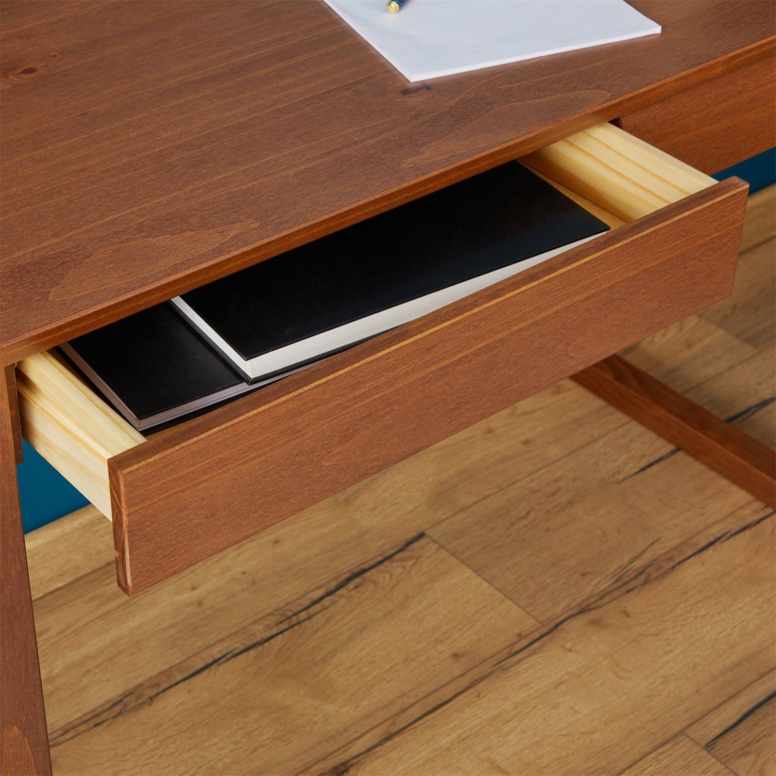 IDIMEX Tisch aus aus NOAH, 2 Schreibtisch Massivh Schubladen Kiefer kastanie mit in Schreibtisch
