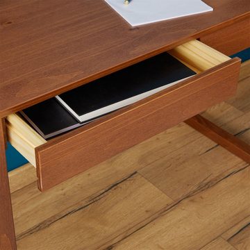 IDIMEX Schreibtisch NOAH, Schreibtisch in kastanie aus Kiefer Tisch mit 2 Schubladen aus Massivh