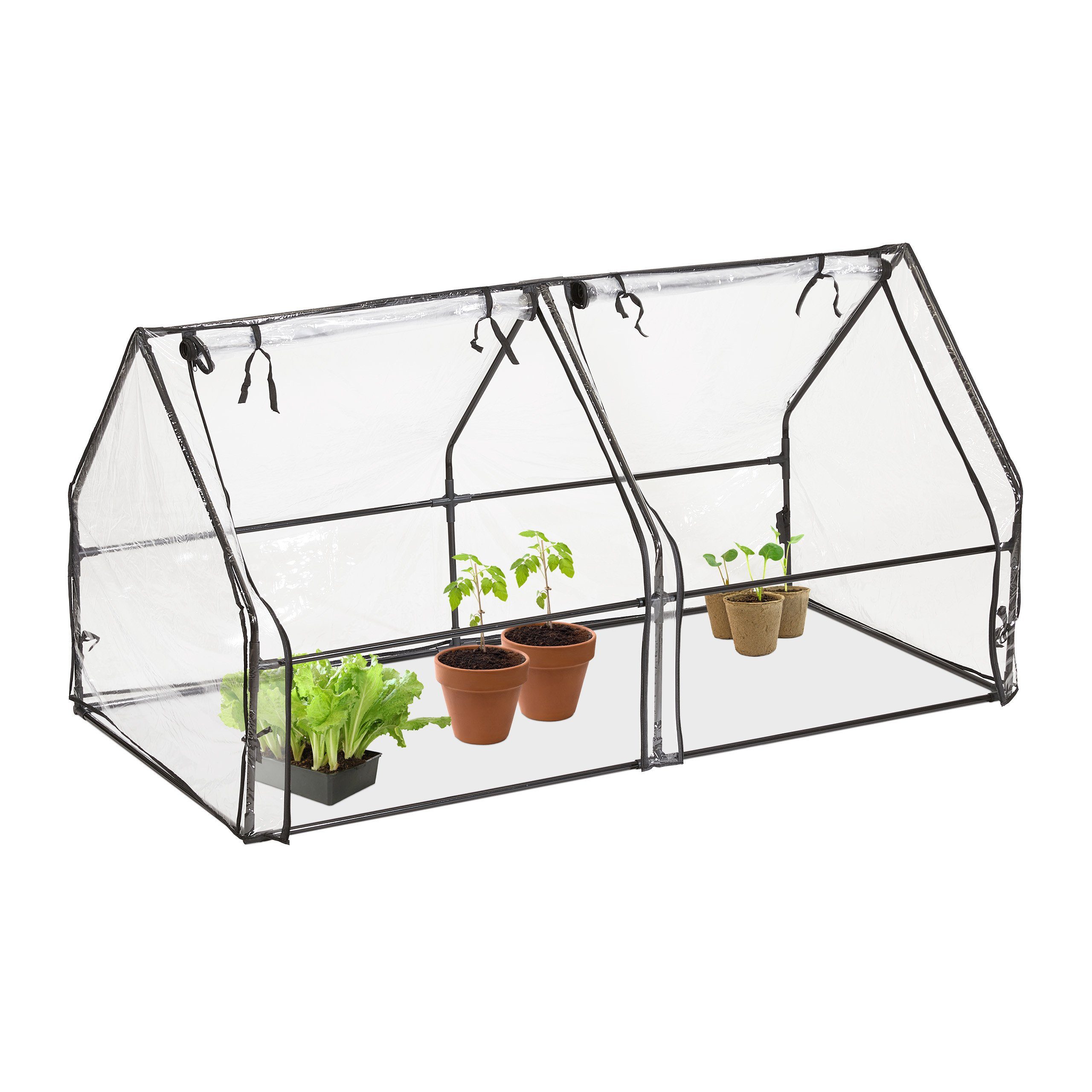 relaxdays Frühbeet Folienfrühbeet PVC mit 2 Türen