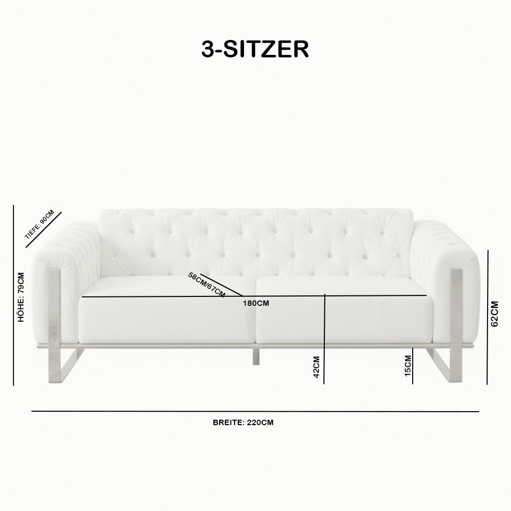 Palms-Store Sofa Liva in 4 Stoff- und 3 Fußfarben kombinierbar mit Knopfhef günstig online kaufen