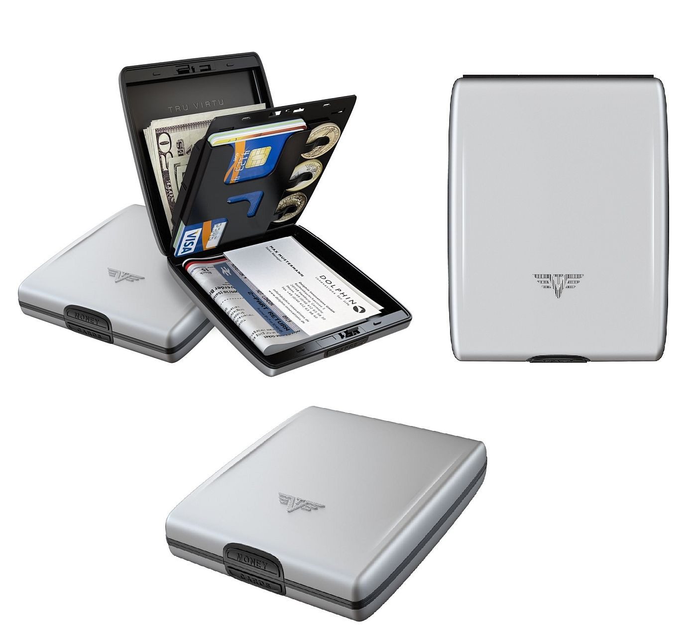 TRU VIRTU Kochtopf TRU VIRTU Aluminium Geldbörse Kreditkartenetui EC-Karten Silber groß, Aluminium