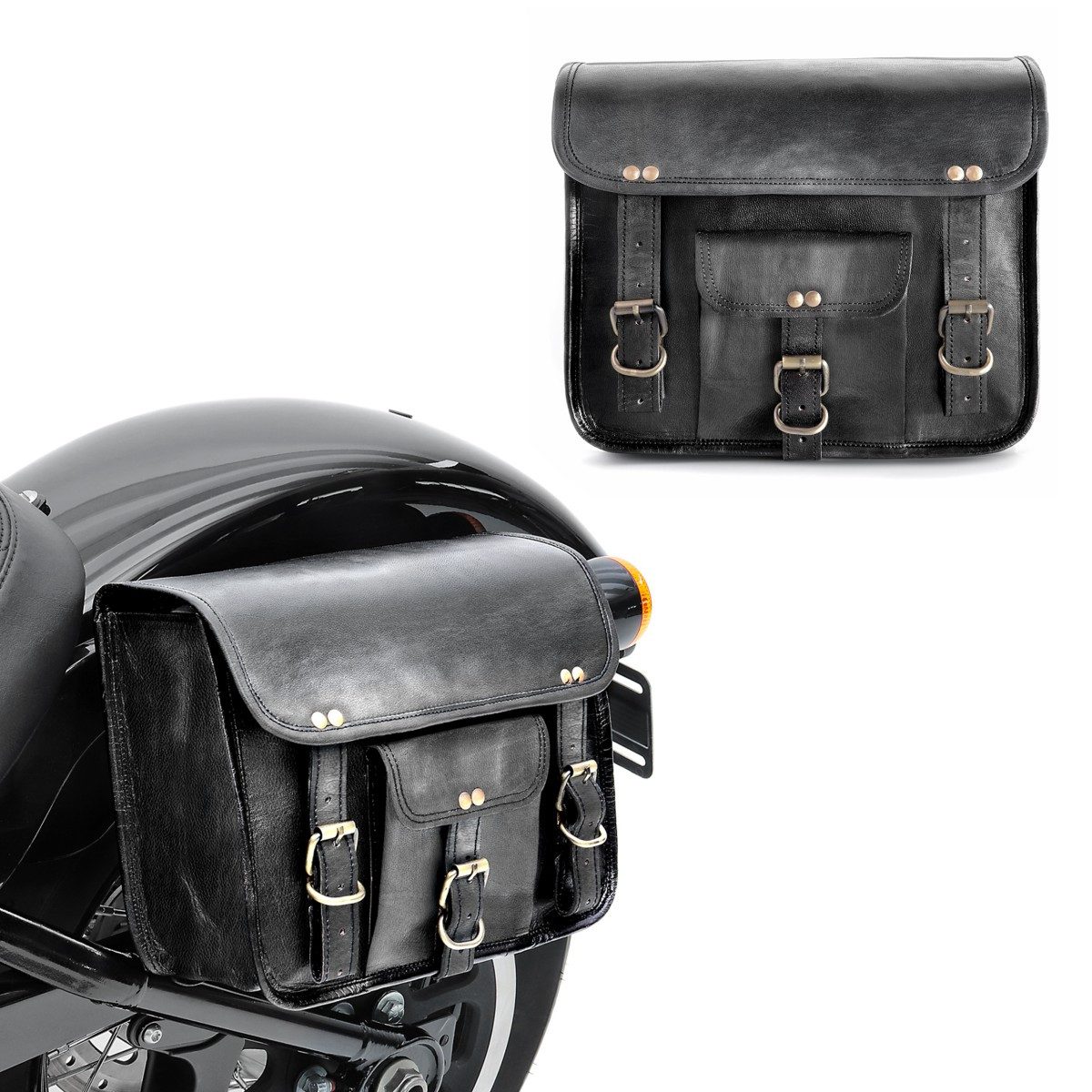 Satteltasche Motorrad Satteltaschen Paar / Vintage Tasche # SV2 6 l schwarz