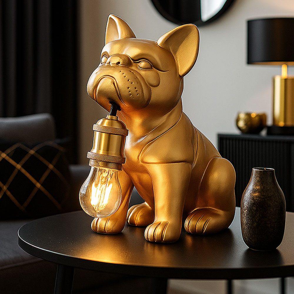 GLOBO LIGHTING LED Tischleuchte, Leuchtmittel inklusive, Warmweiß, Tischleuchte Beistellleuchte Nachttischlampe LED Filament gold Hund