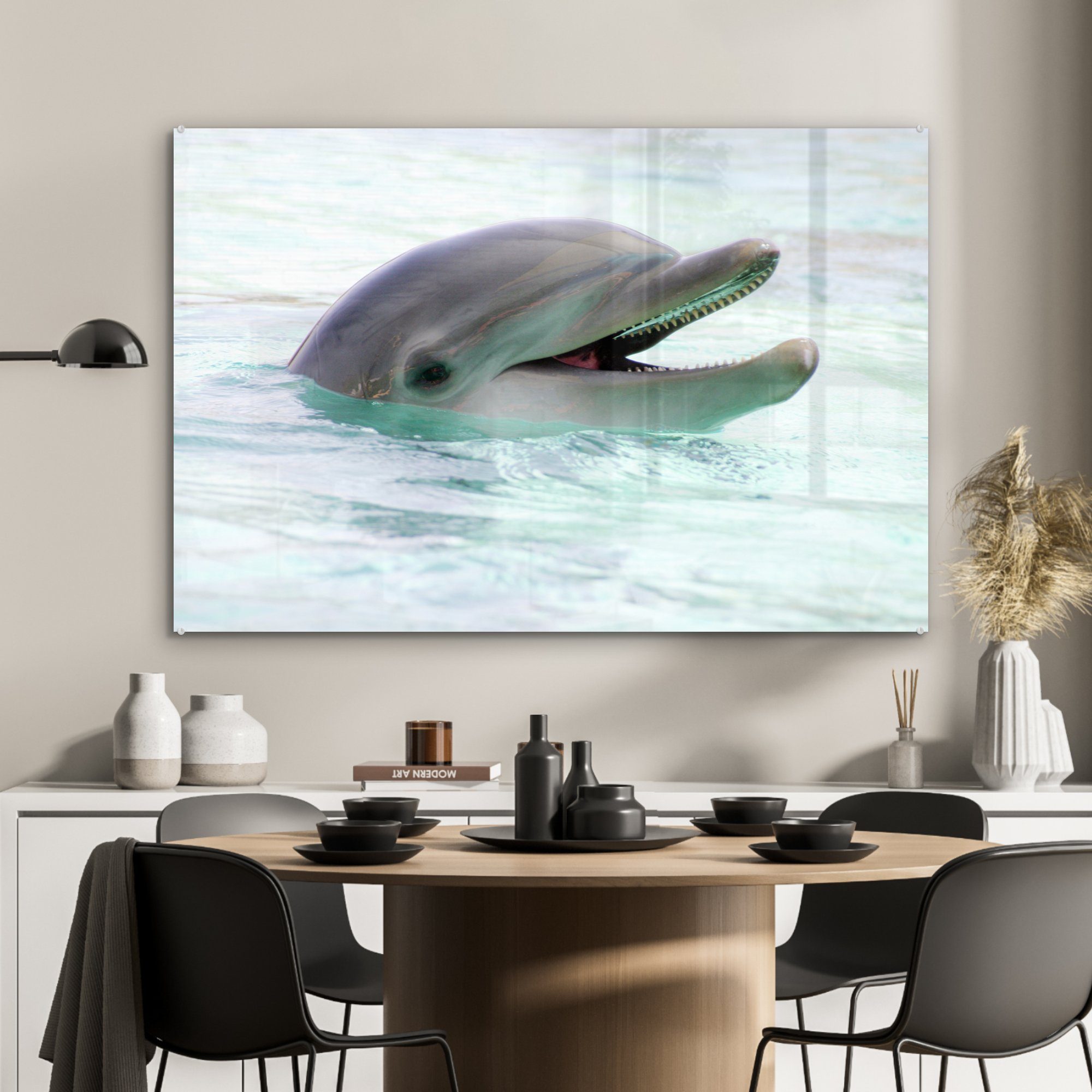 MuchoWow Acrylglasbild Delfin Meer, St), (1 Acrylglasbilder & Wasser - Wohnzimmer - Schlafzimmer