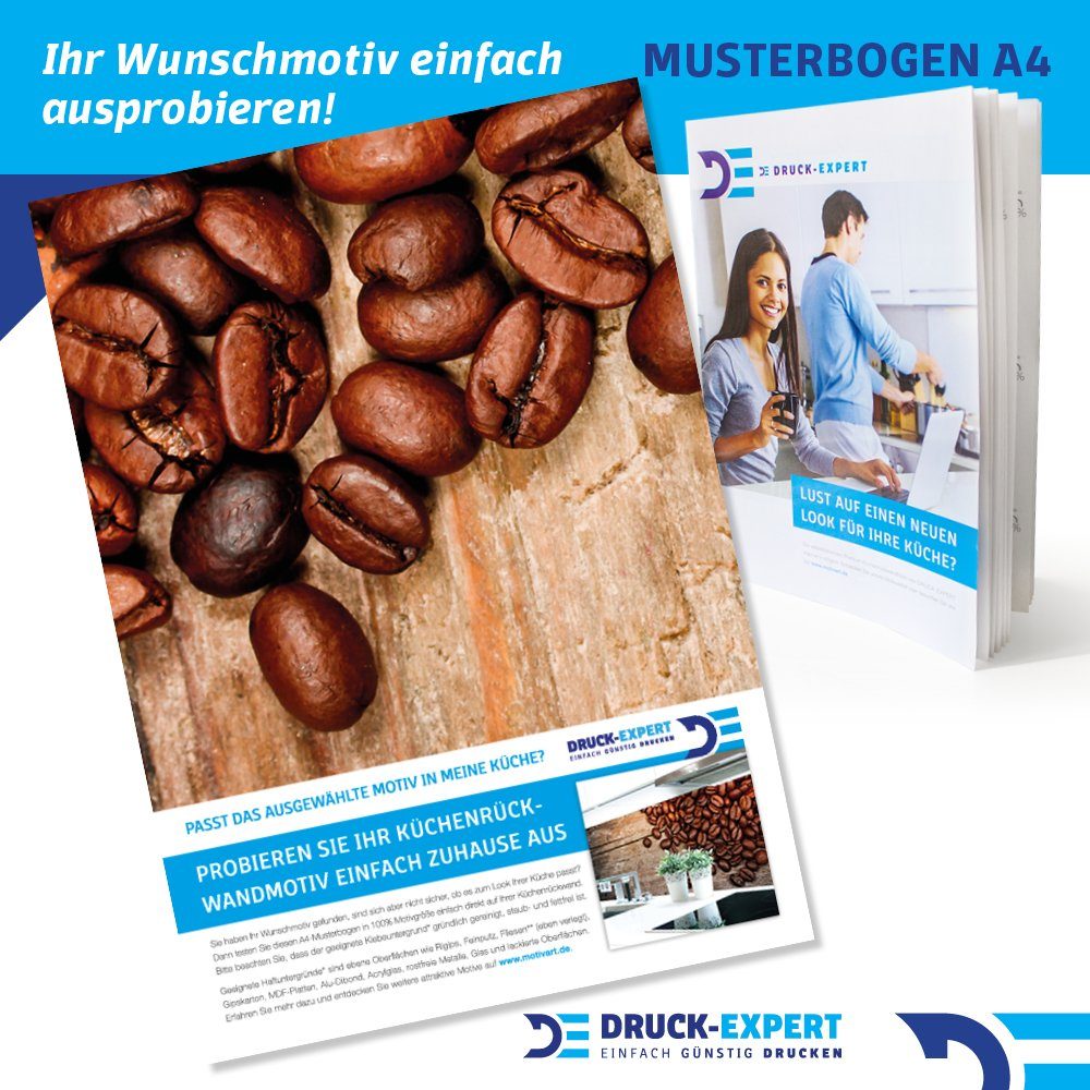 Premium Küchenrückwand 0,4 Bohnen mm Kaffee DRUCK-EXPERT Hart-PVC Küchenrückwand selbstklebend