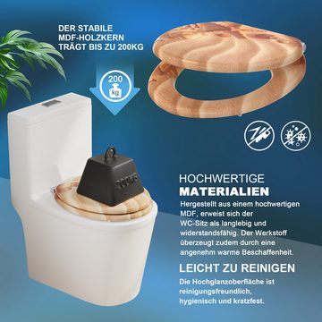 Elegear WC-Sitz runder Toilettendeckel mit Absenkautomatik, einfache Montage (1-St., Blau Meer), Toilettensitz aus MDF maximale Belastung : 200 kg