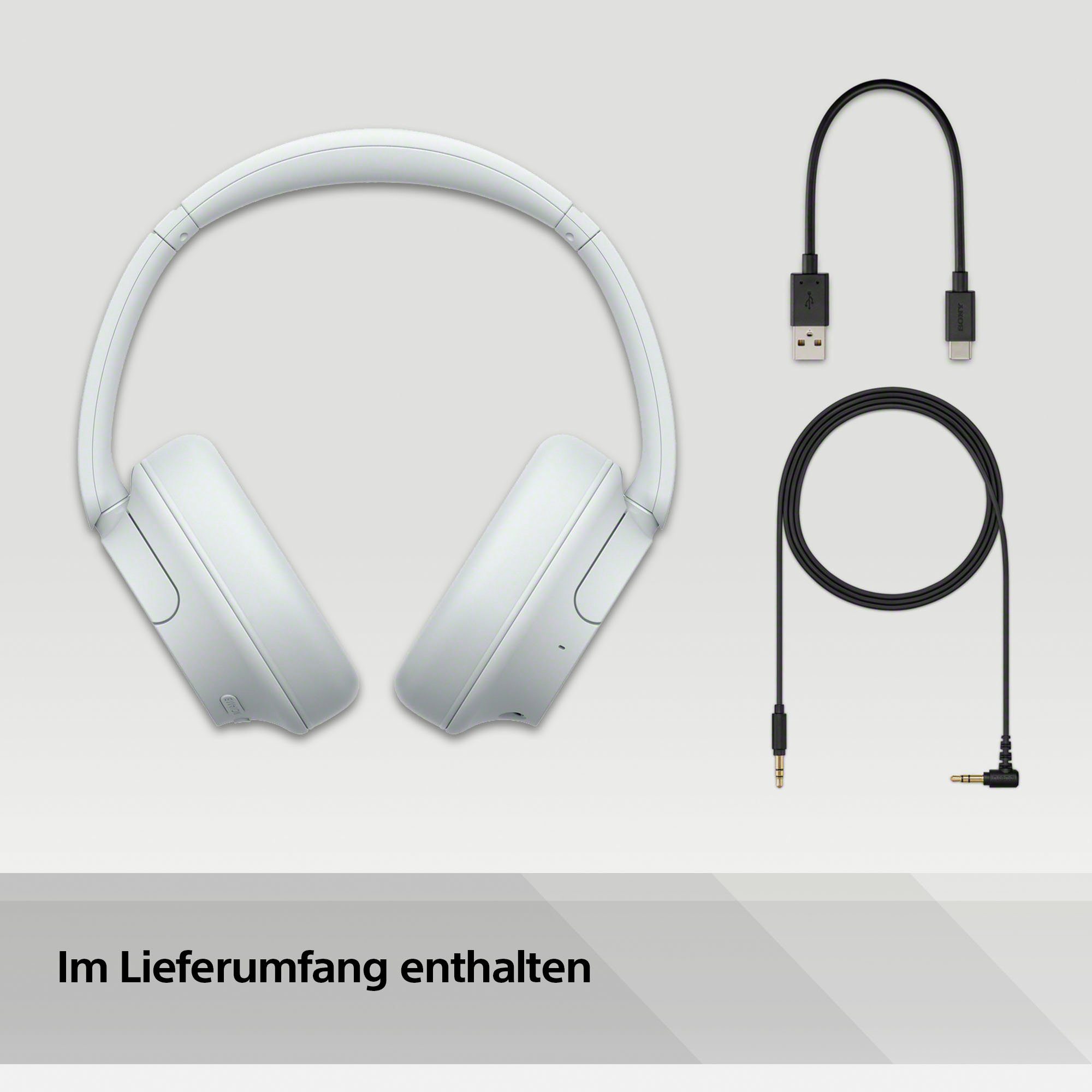 LED Over-Ear-Kopfhörer und Siri, Sony Weiß Anrufe integrierte Google Multi-Point-Verbindung, Ladestandsanzeige, für (Freisprechfunktion, Alexa, Musik, Noise-Cancelling, WH-CH720N Steuerung Assistant, Bluetooth) Sprachsteuerung,