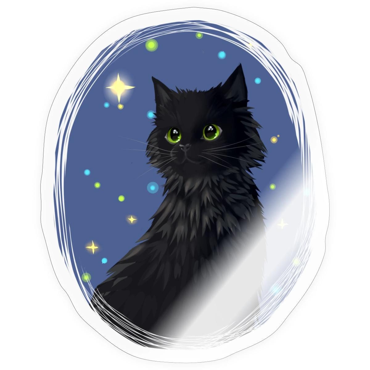 Spreadshirt Aufkleber Schwarze Katze Mit Grünen Augen Sticker Aufkleber