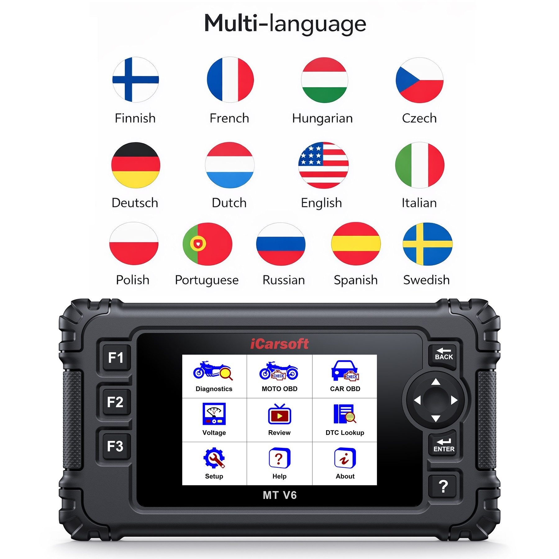 iCarsoft OBD2-Diagnosegerät MT V6 für Yamaha Motorräder OBD Scanner inkl. Adapter +Updates – Bild 5 von 5