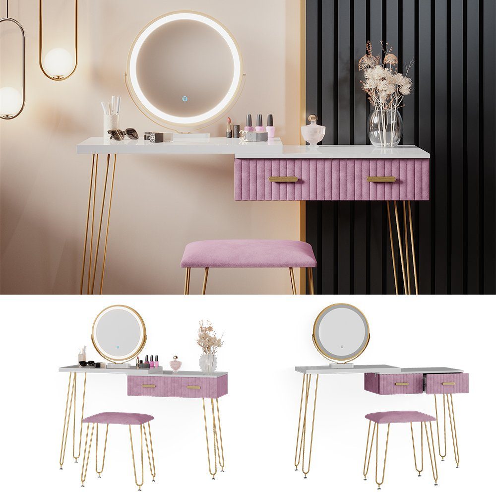 Vicco Schminktisch Zoey, Weiß/Rosa, 120 cm günstig online kaufen