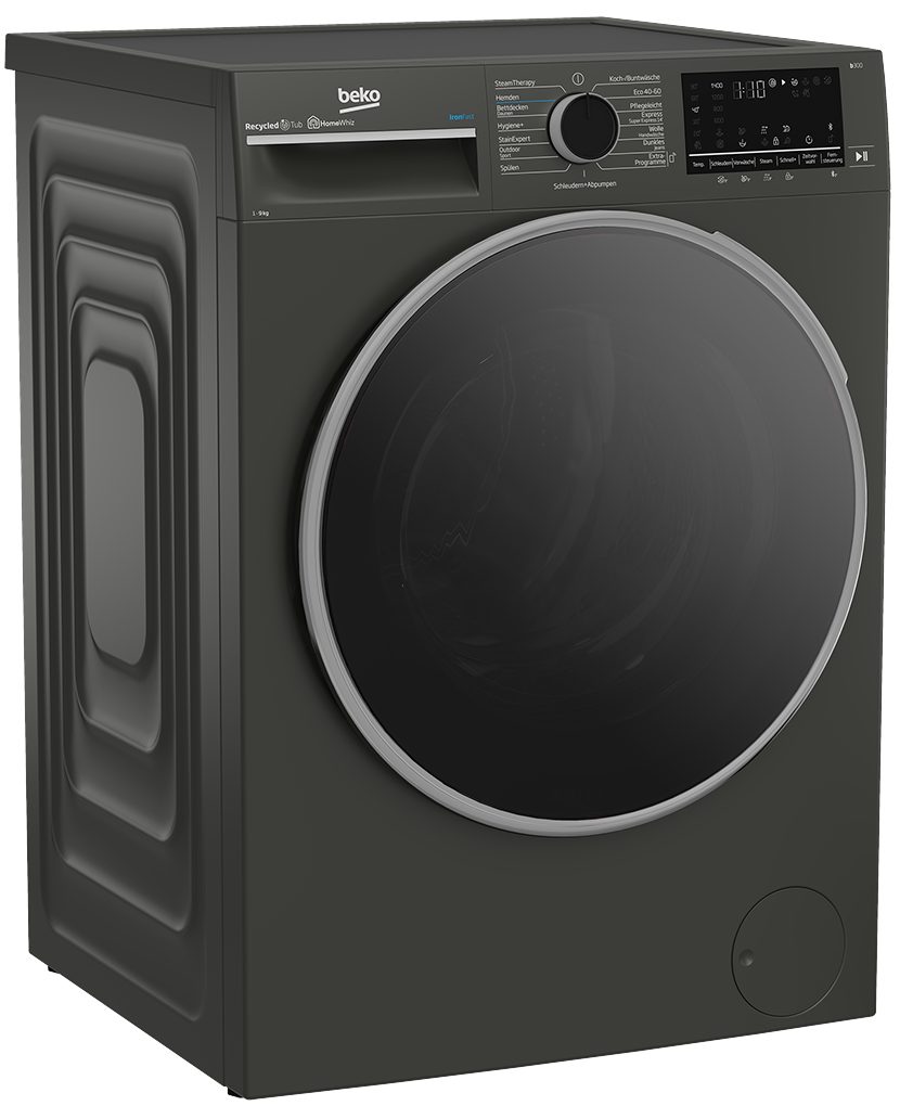 BEKO Waschmaschine Manhattan Gray B3WFT59415M, 9 kg, 1400 U/min, HomeWhiz, Bluetooth, Dampffunktion, Nachlegefunktion
