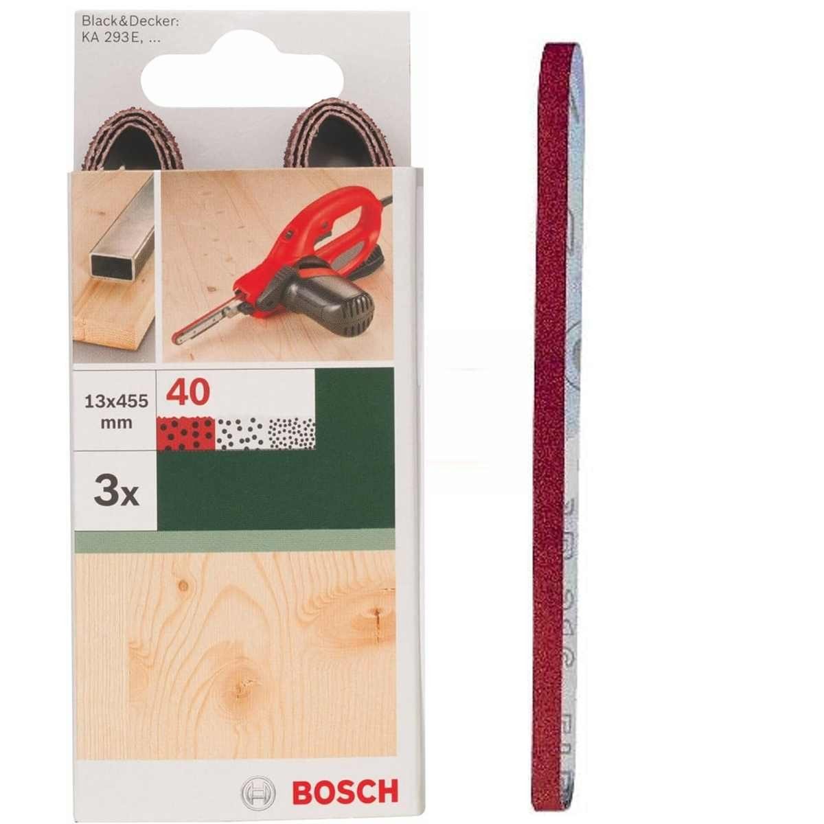 BOSCH Bohrfutter Bosch 3 Schleifbänder für B+D Powerfile KA 293E 13 x 451 mm, K 40