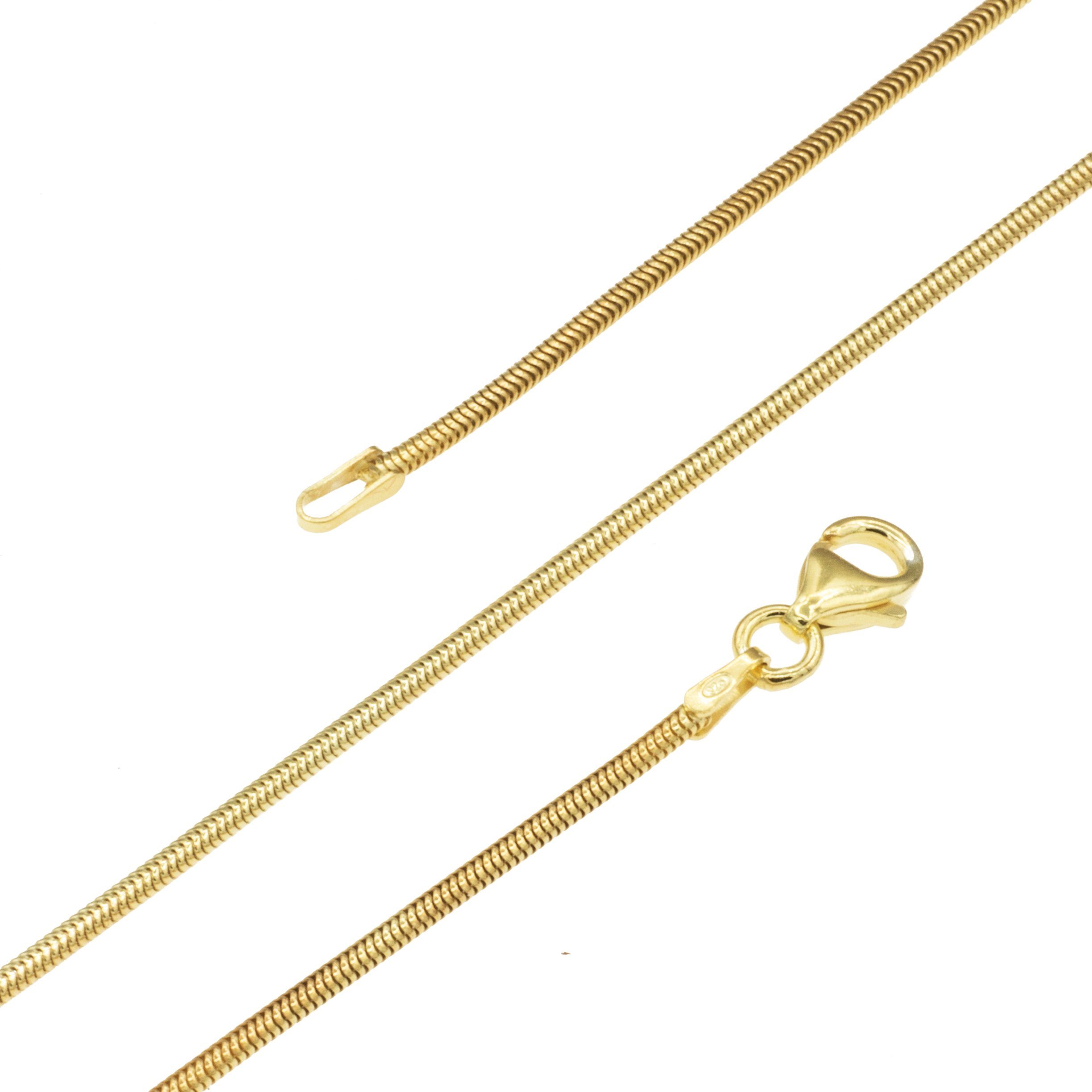 Bella Carina Silberkette Schlangenkette 1,3 mm Stärke 925 Silber vergoldet, mit einer lange haltbaren Vergoldung