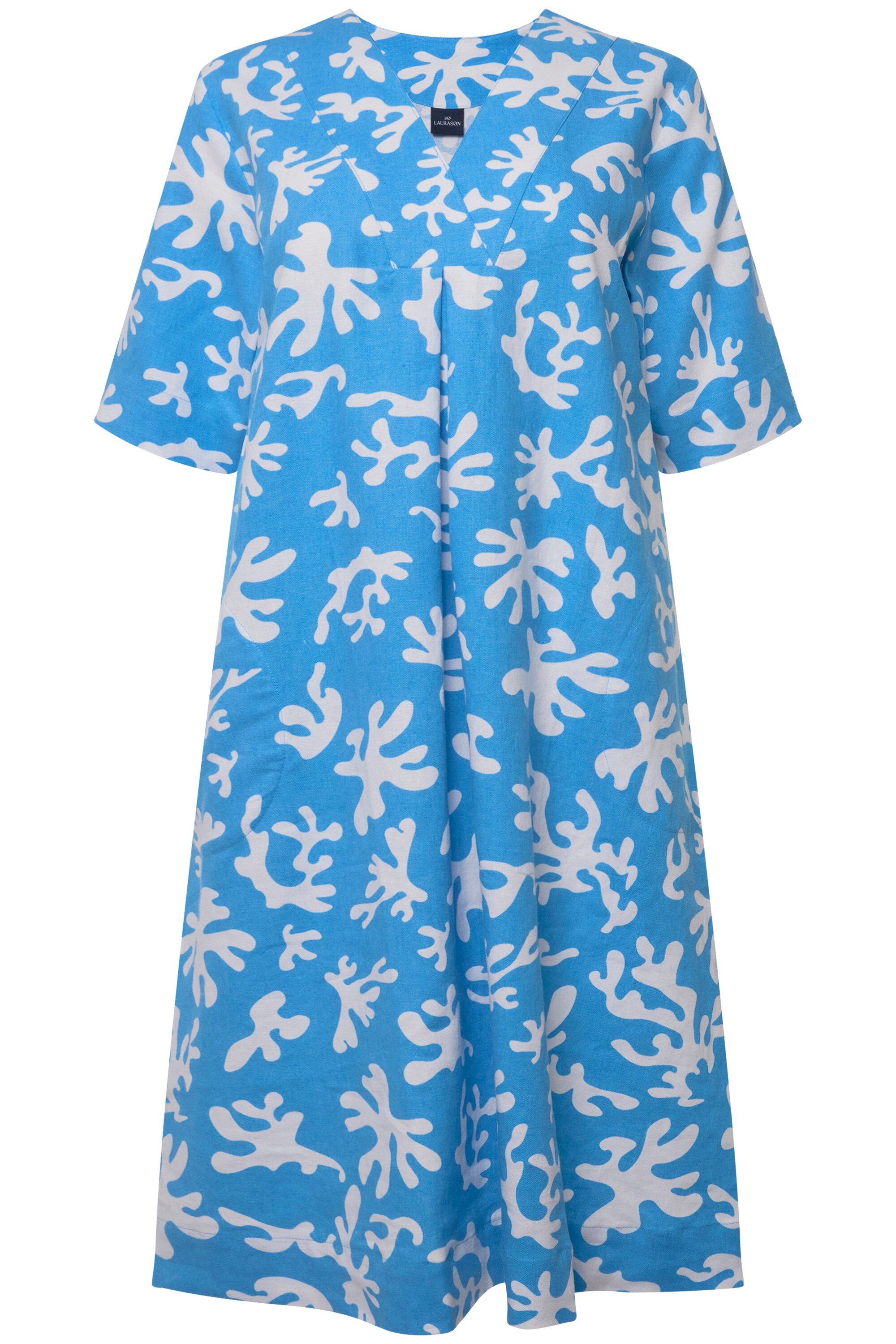 Laurasøn Jerseykleid Leinenmix-Kleid A-Line V-Ausschnitt Halbarm günstig online kaufen