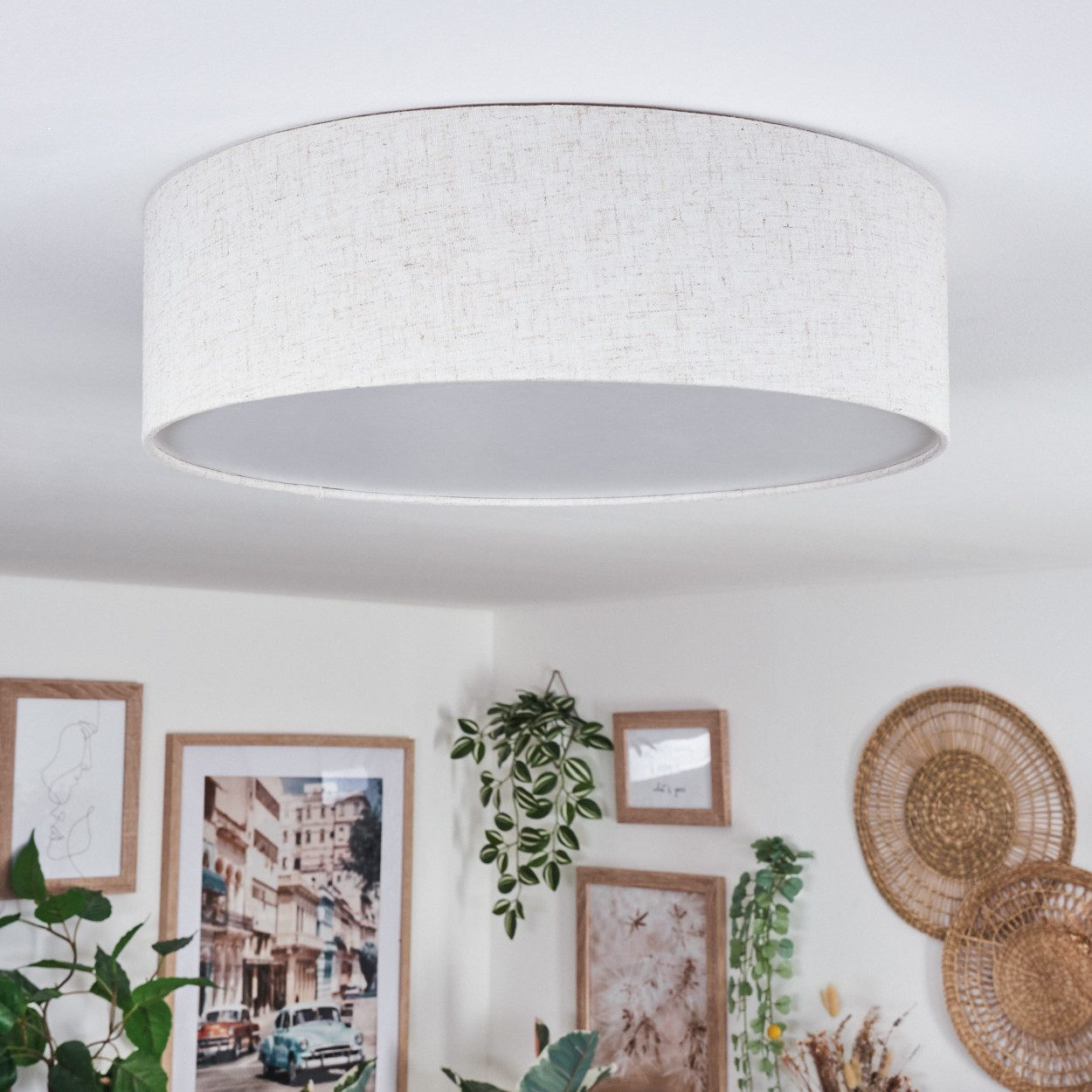 hofstein Deckenleuchte Deckenlampe aus Metall/Kunstleinen/Kunststoff in günstig online kaufen
