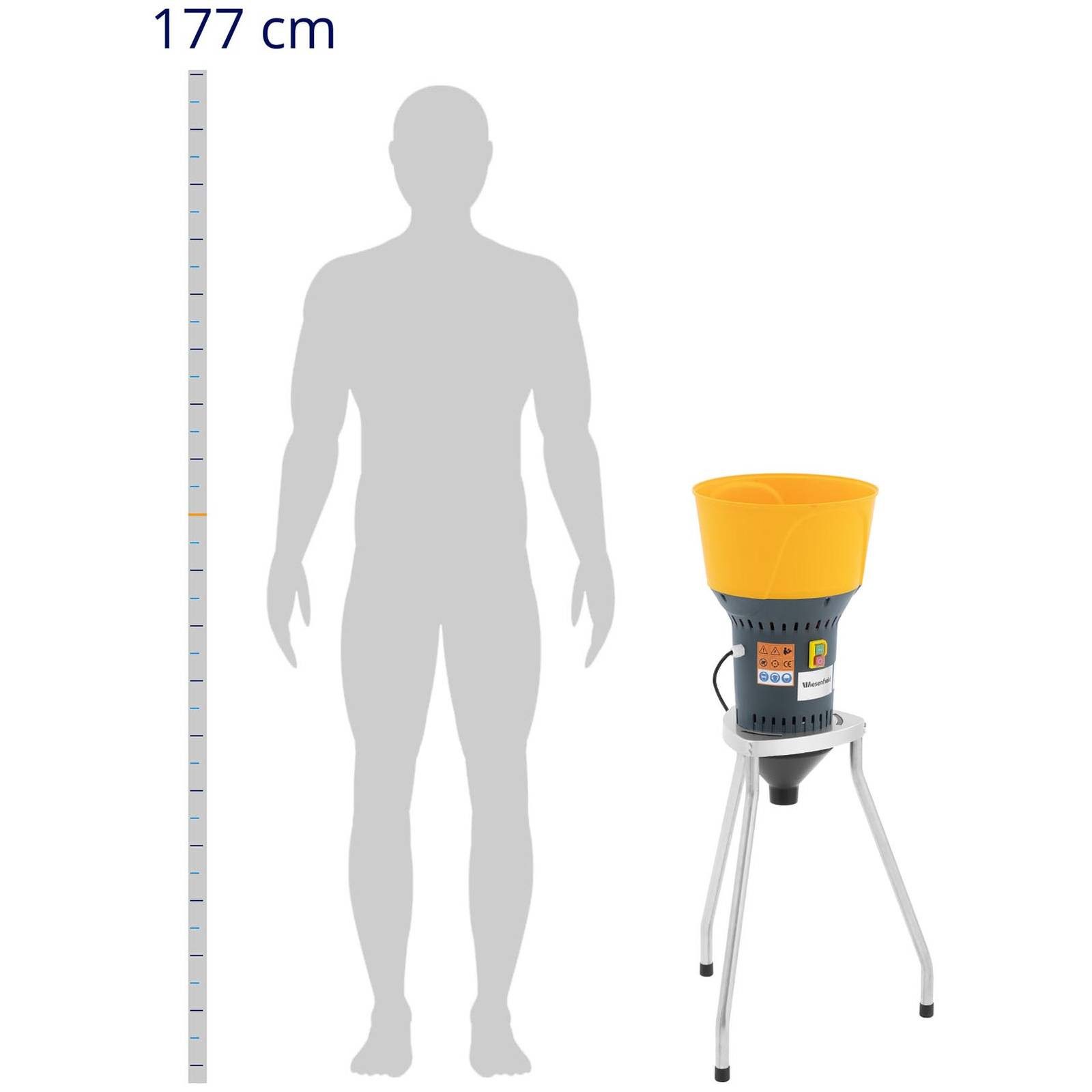 Wiesenfield Getreidemühle 400 kg/h elektrisch 1300 W Untergestell Schrotmühle Mais Weizen Reis Strom