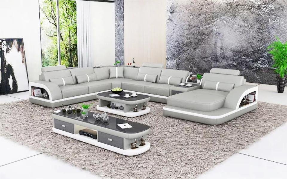 JVmoebel Ecksofa, Wohnlandschaft Couch Polster Sofa Garnitur 3tlg. Set Couchtisch