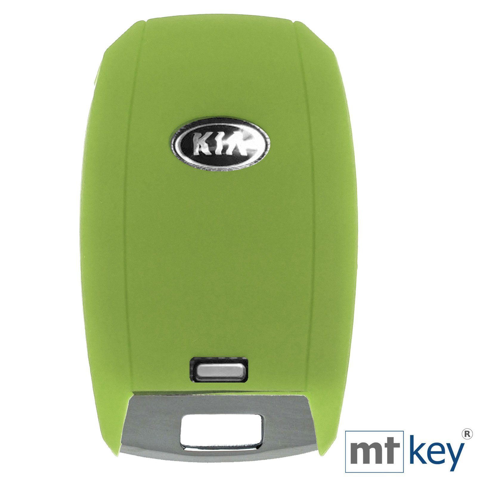 mt-key Schlüsseltasche Autoschlüssel Silikon Schutzhülle Tasten fluoreszierend für KIA KEYLESS Ceed Schlüsselband, Rio Stonic Picantio + Grün Sportage 3 Soul