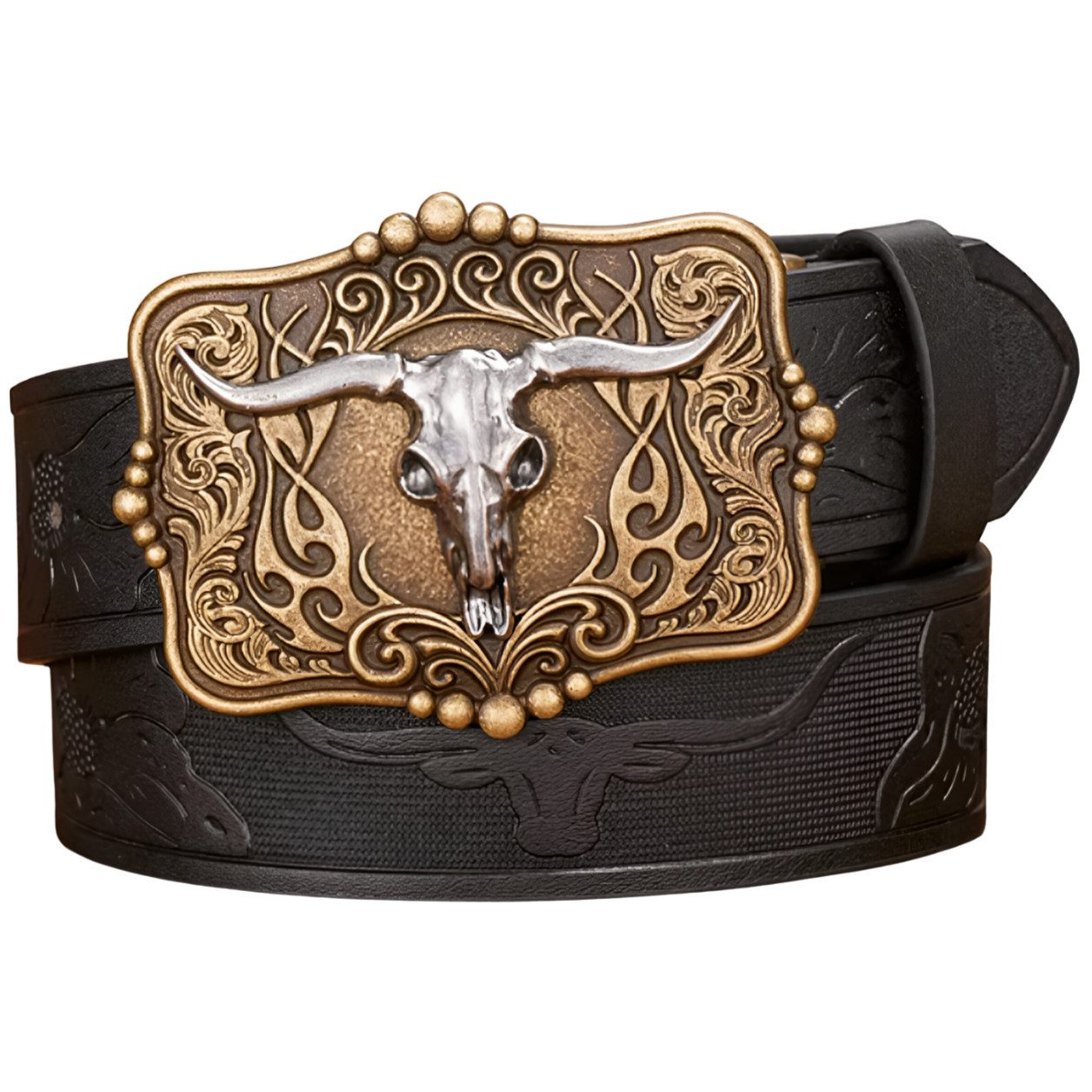 Ware aus aller Welt Koppelgürtel Westerngürtel mit Longhorn-Schnalle – im authentischen Cowboy Style (1-St)