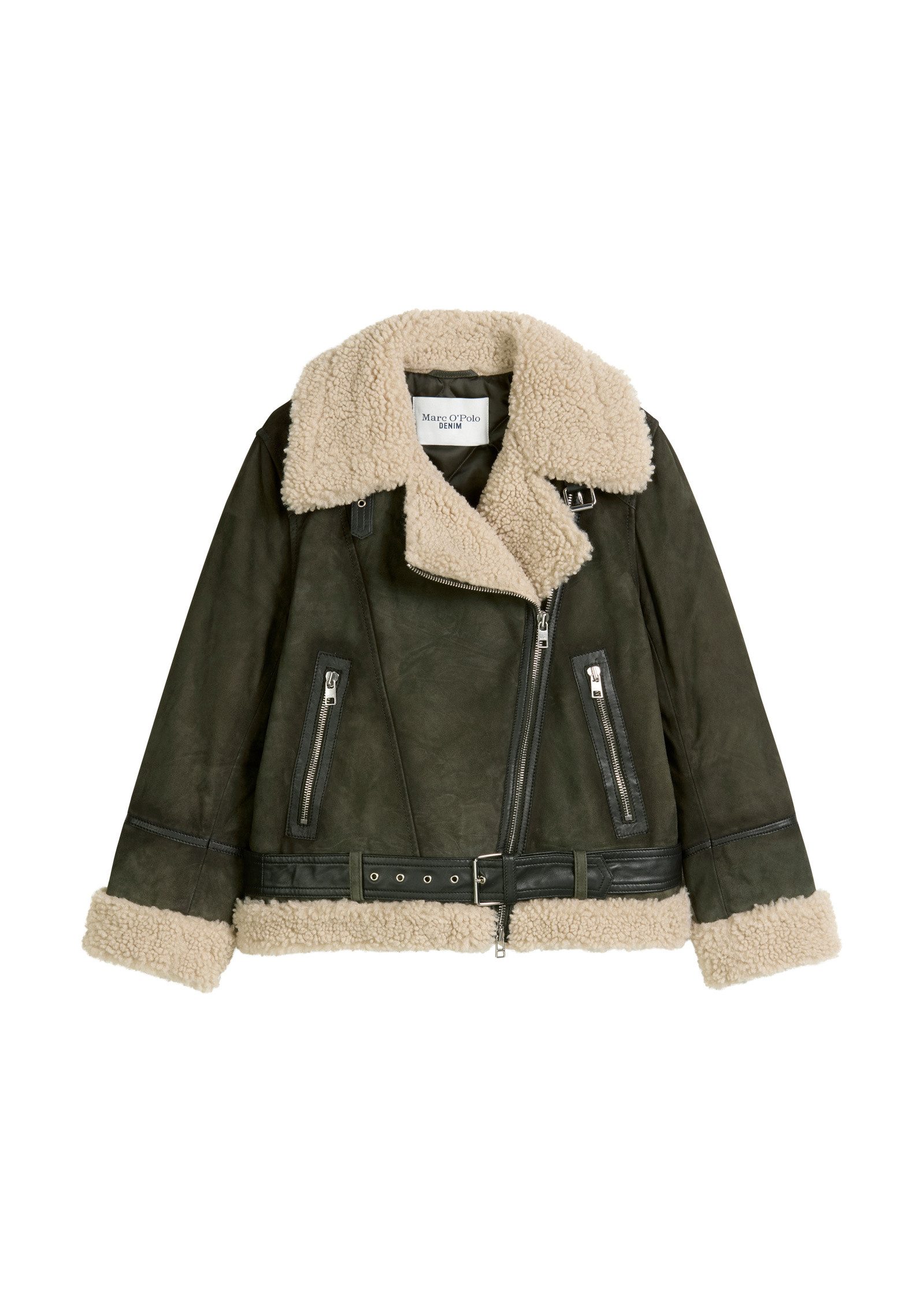 Lederjacke mit Teddyplüsch