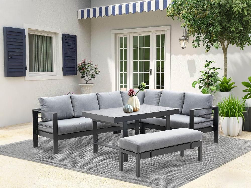 MeXo Loungeset Aluminium Gartenmöbel-Set mit Bank, günstig online kaufen