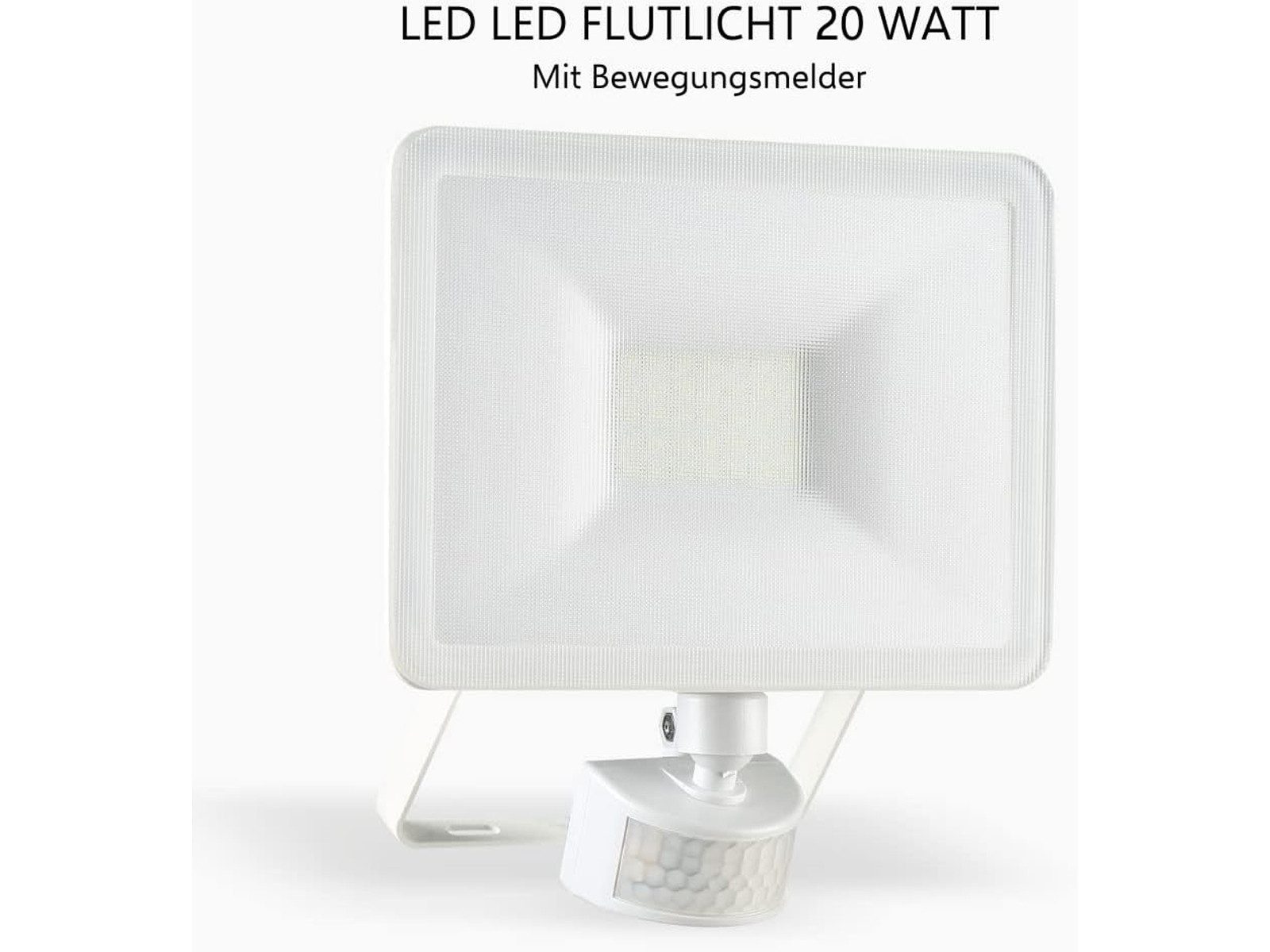Elro LED Flutlichtstrahler, Bewegungsmelder, LED fest integriert, Tageslichtweiß, Außenleuchten Wand-Strahler mit Bewegungsmelder, Scheinwerfer Weiß