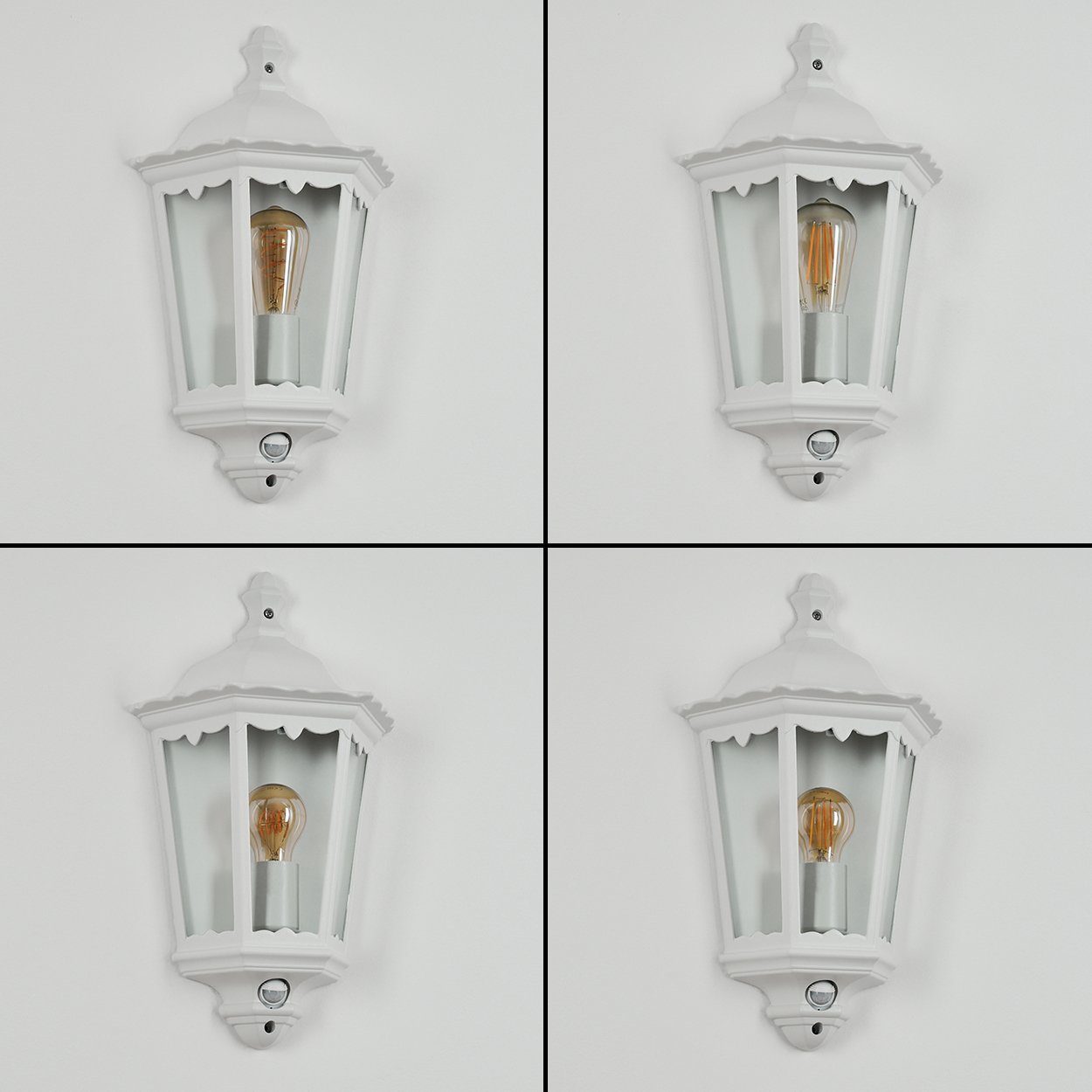 hofstein Außen-Wandleuchte »Viano« Wandlampe in antikem Look, aus Metall/Glas in Weiß/Klar, ohne Leuchtmittel, Wandleuchte m. E27,m. Bewegungsmelder