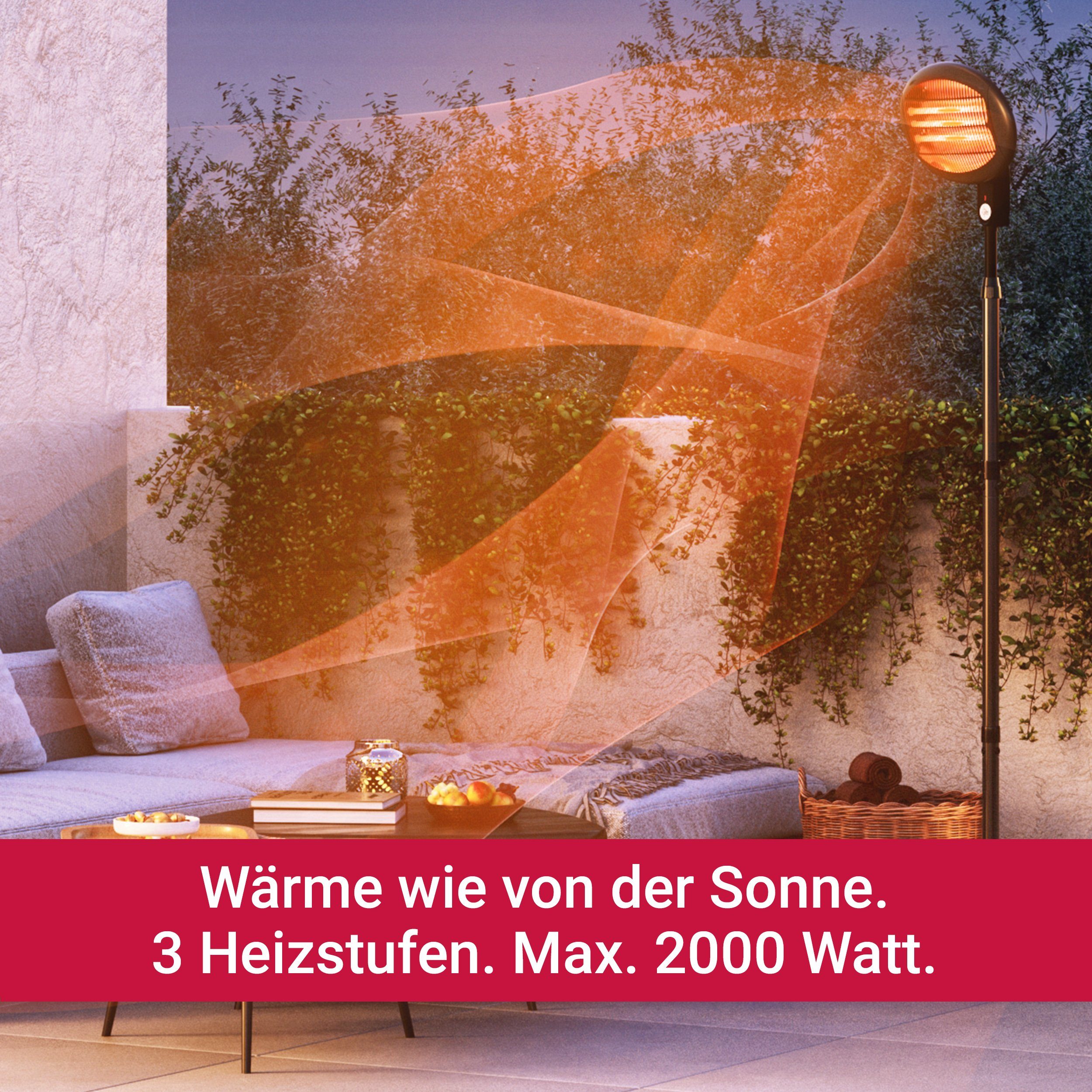 Suntec Wellness mit Sun, Heizstrahler 3 Heizstufen Infrarotstrahler inkl. Standfuß, Terrassenheizer W, 2000 Night