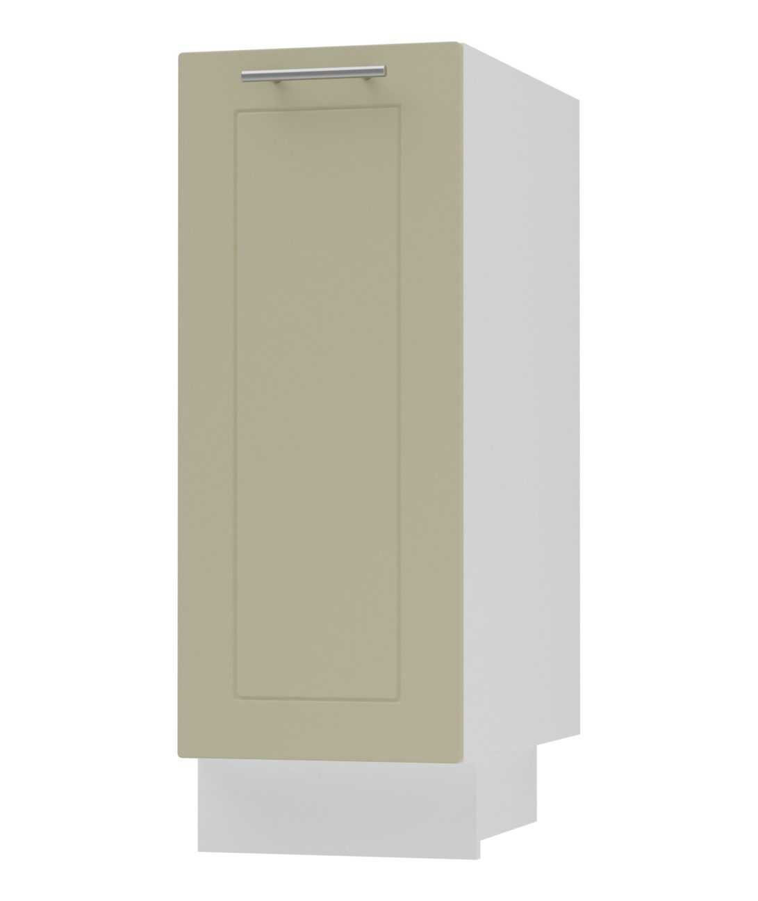 Feldmann-Wohnen Unterschrank Kvantum (Tür, Korbauszug, Schienensystem, Soft-Close-Funktion, 1-St., Fronten mit dekorativen Fräsungen und leicht abgerundeten Ecken) 30x50x82cm mit Korbauszug weiß - vanille matt (Q-D1D/30/cargo)