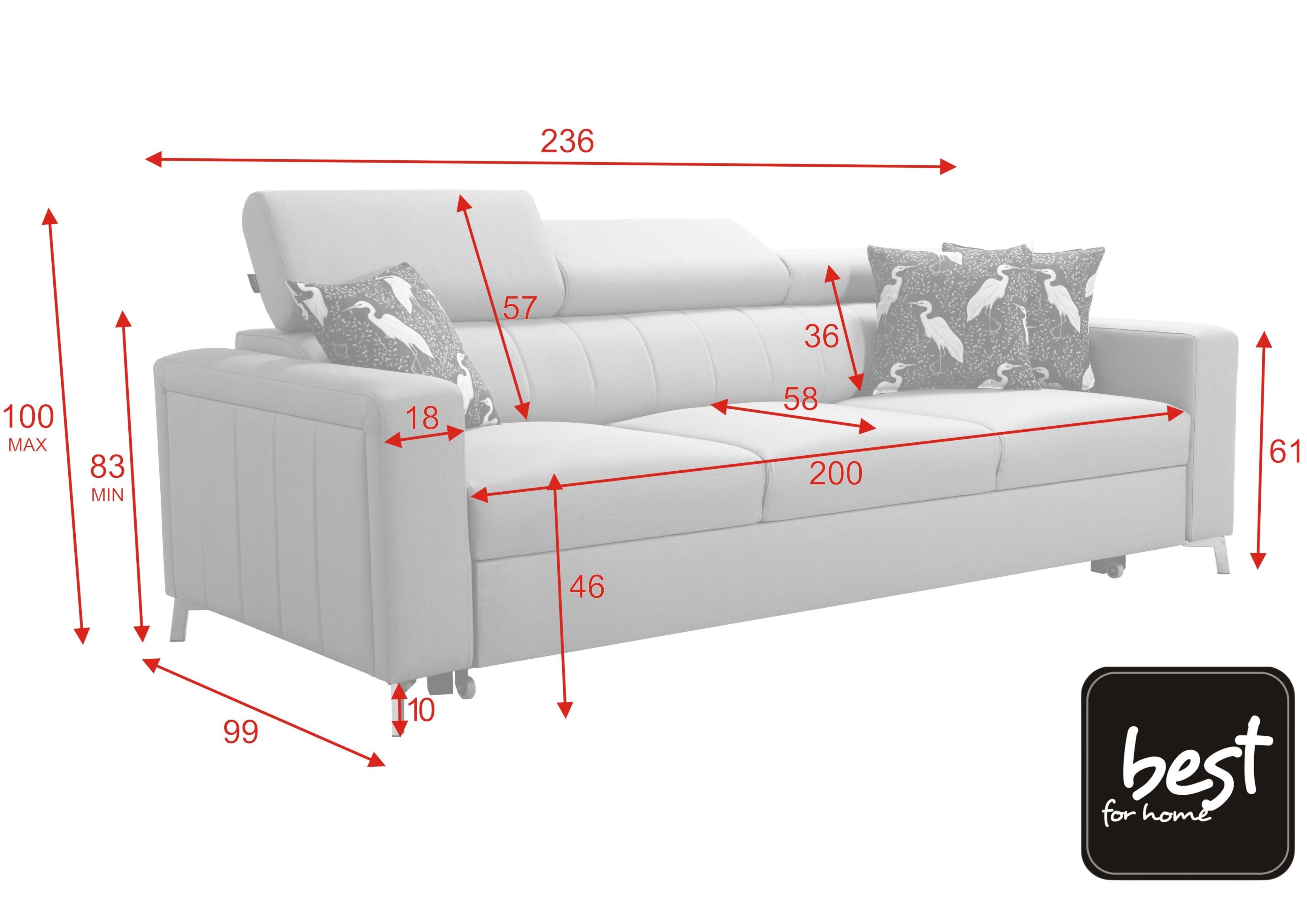 Best for Home BERTA Sofa SAWANA26