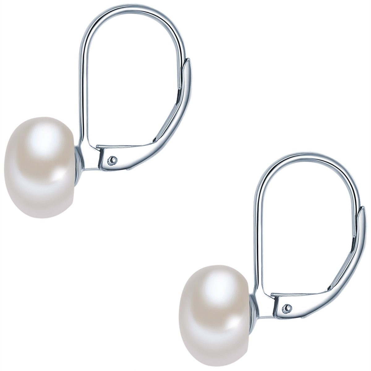 Valero Pearls Perlenohrringe aus 925 in Süßwasserzuchtperle Silber, weiß und Sterling