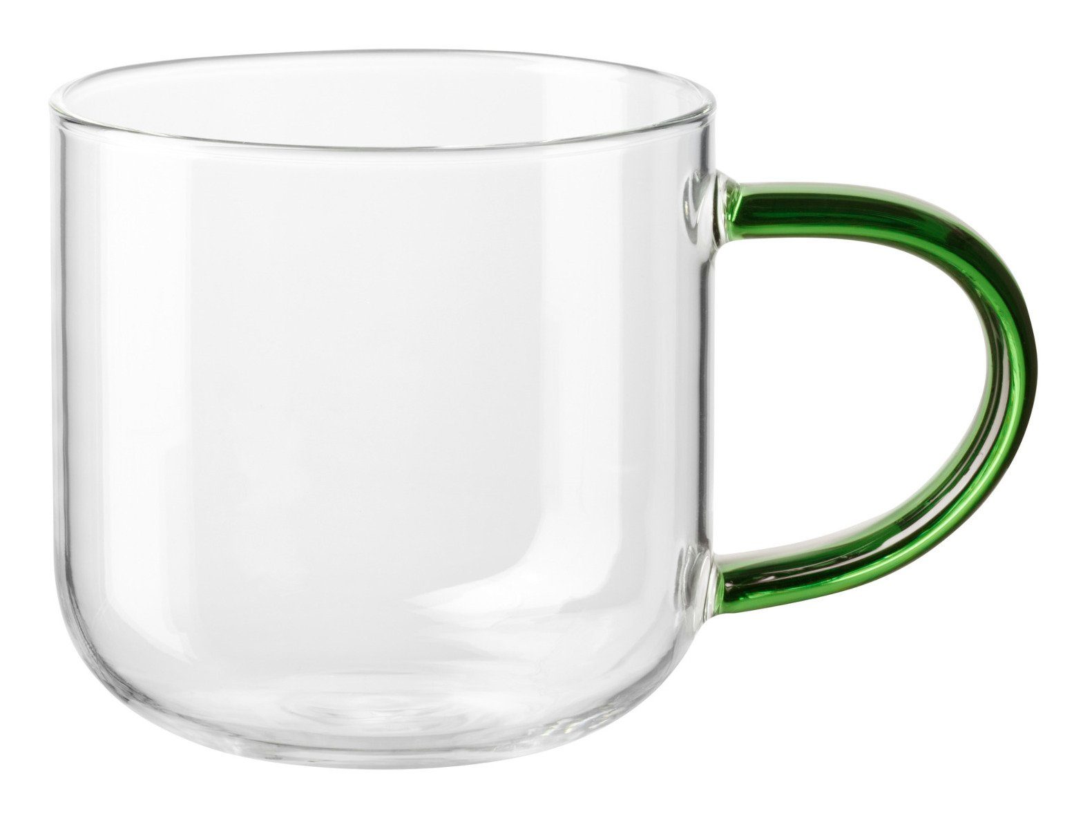 Becher coppa Glas Becher mit grünem Henkel 0,4l
