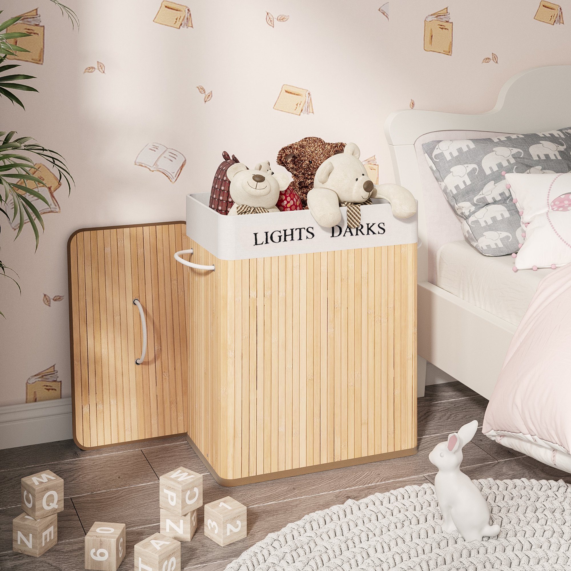 Mondeer Wäschekorb 100L (1 St), aus Bambus Faltbarer Wäschesammler mit 2 Fä günstig online kaufen