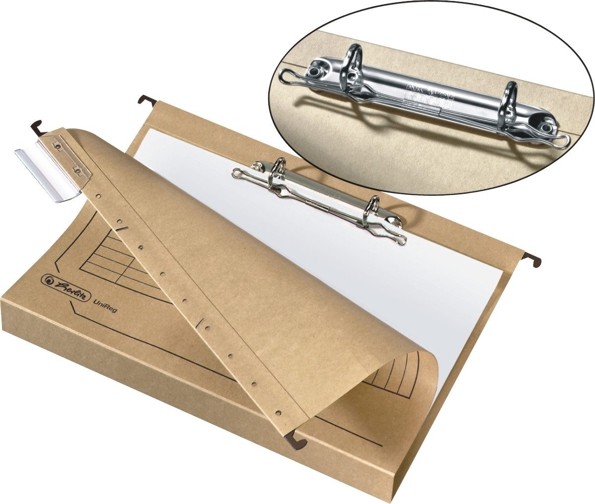 Herlitz Hefter Hängesammler UniReg mit Ringmechanik chamois Packung mit 8 Stück