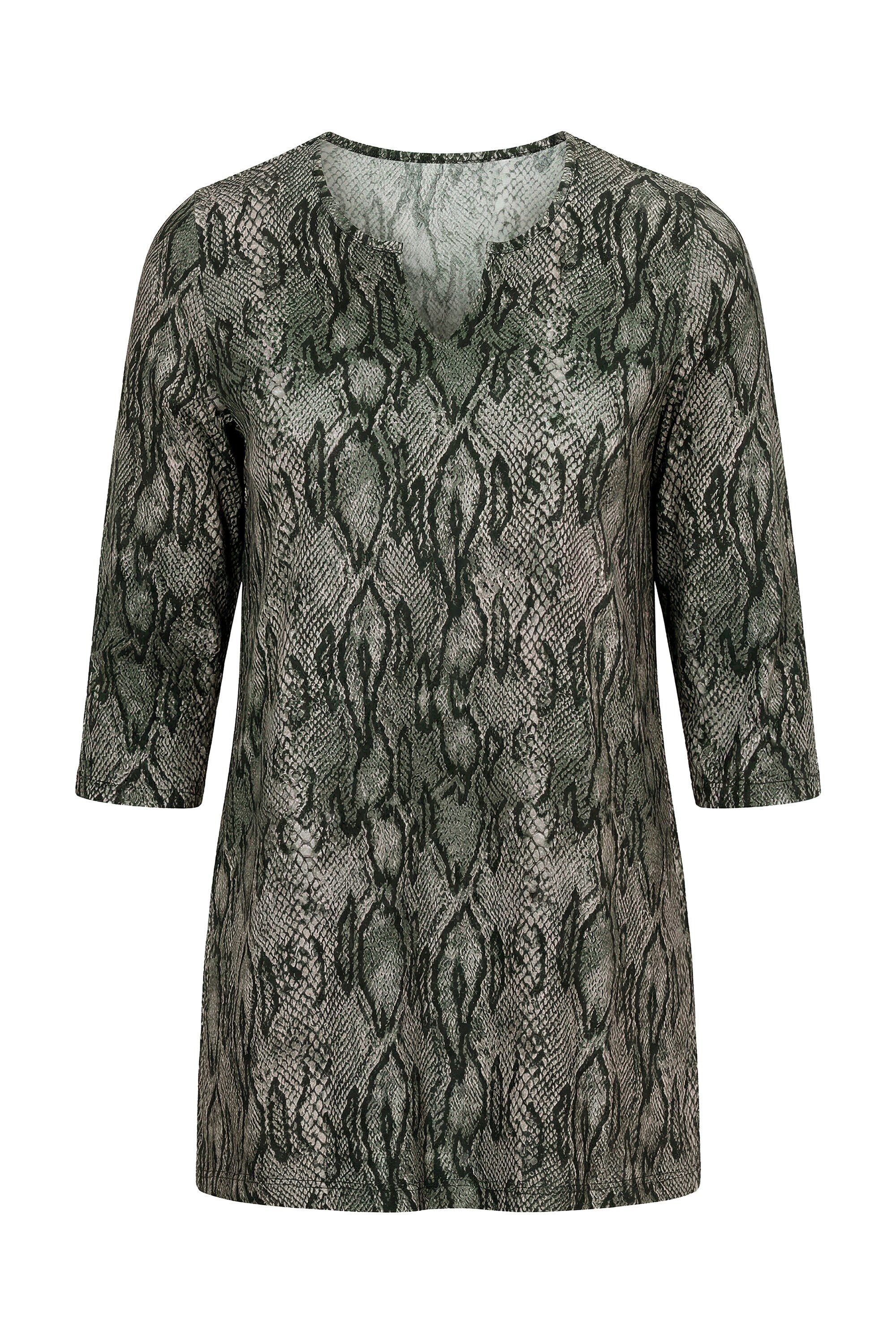 Ulla Popken Longshirt Longshirt Schlangenmuster Tunika-Ausschnitt