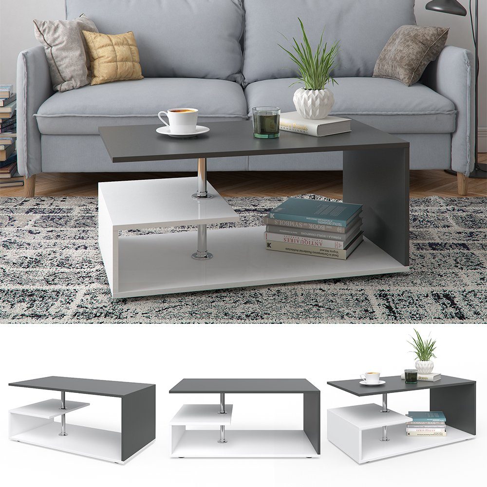 Vicco Couchtisch Guillermo, Weiß/Anthrazit, 91 x günstig online kaufen