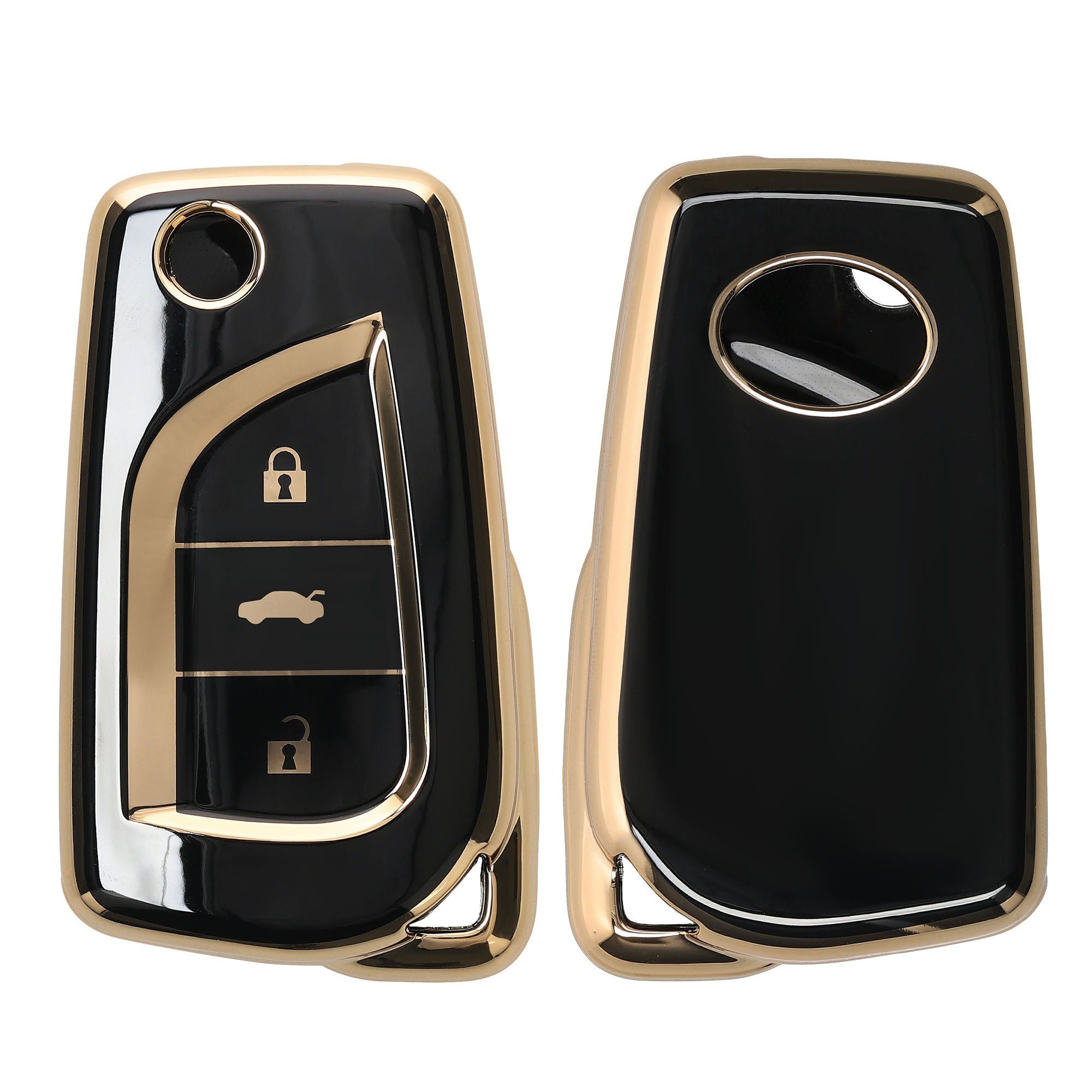Autoschlüssel kwmobile Schlüsseltasche Hülle Schwarz für Cover Toyota, Silikon Schlüsselhülle